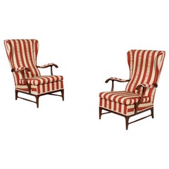 Mid-Century P. Buffa for Frama Wood and Satin Armchair 60s Italy