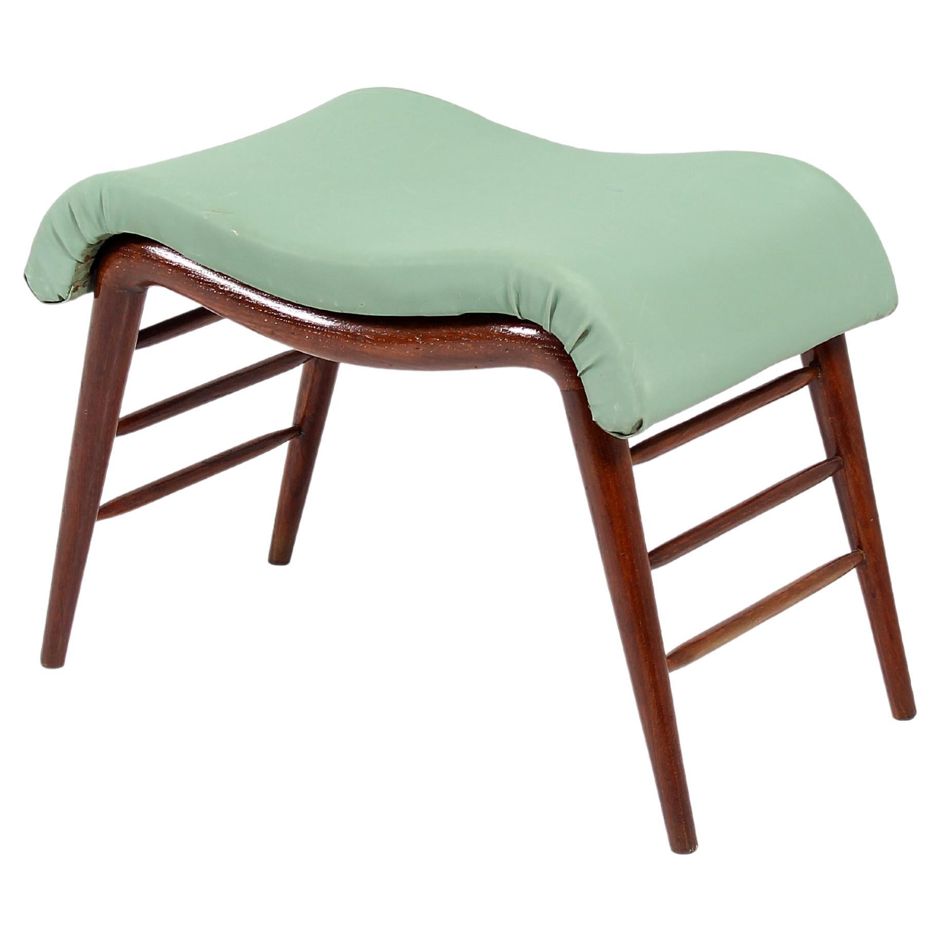 Banc ottomane courbé en bois et tissu de style Buffa du milieu du siècle dernier, Italie, années 1960 en vente