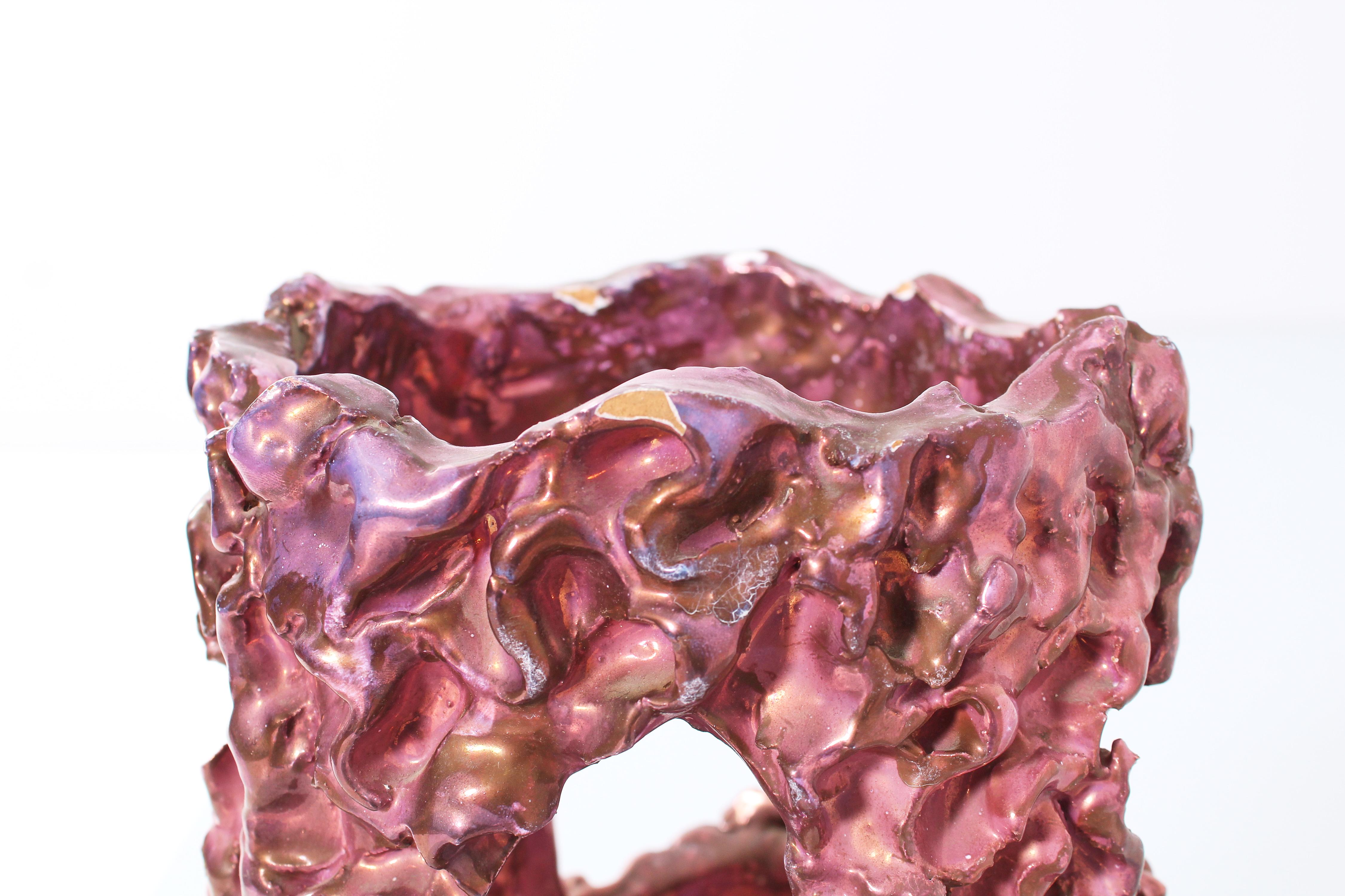 Mid-Century P. Melandri Pink Glazed Ceramic Umbrella Stand, 40s, Italy For Sale 3
