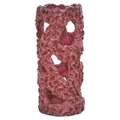 Mid-Century P. Melandri Pink Glazed Ceramic Umbrella Stand, 40s, Italy