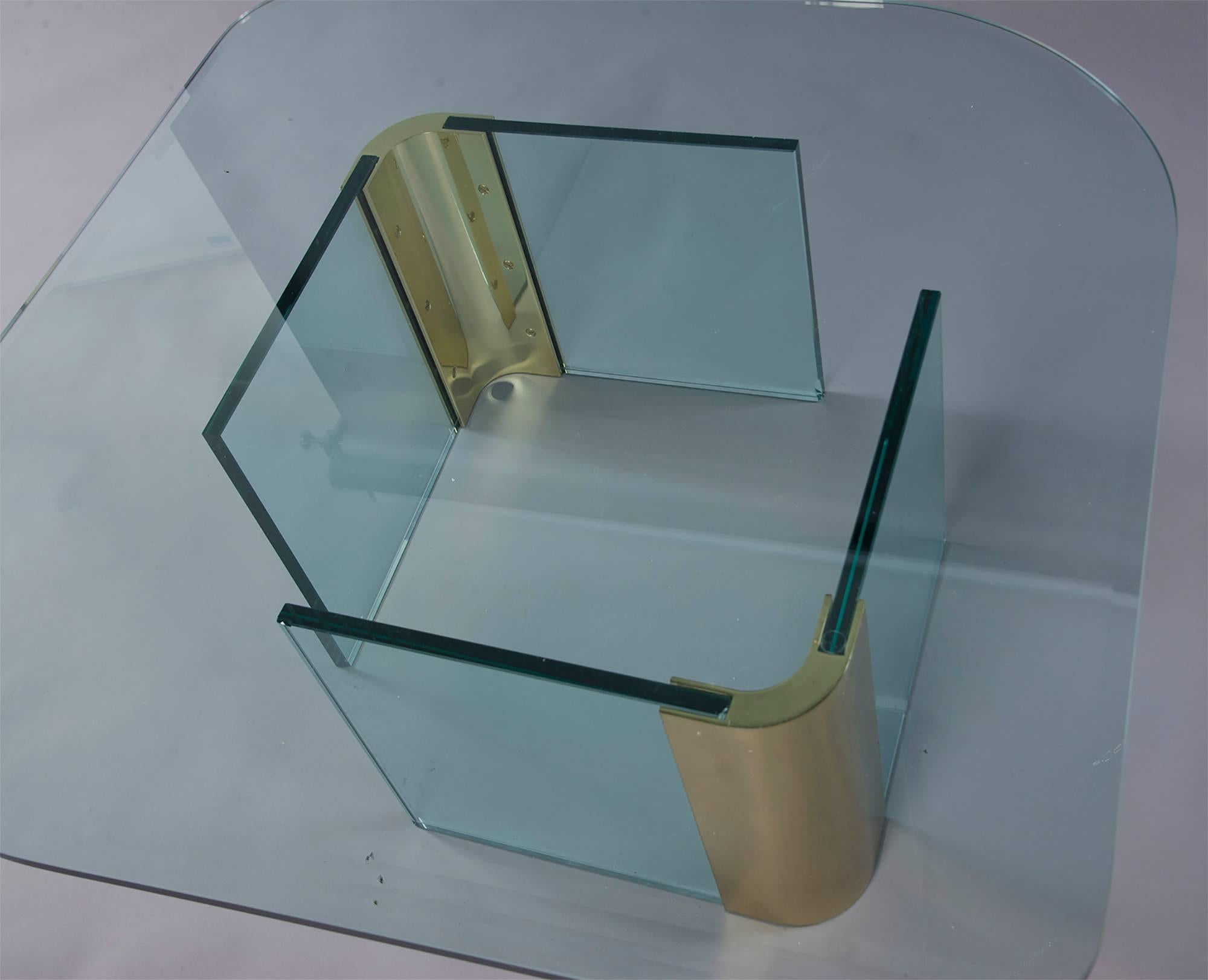 20th Century Midcentury Pace Brass and Glass Cocktail Table