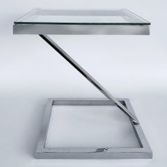 Mid-century Pace Collection "Z" Chrome Glass Side Table