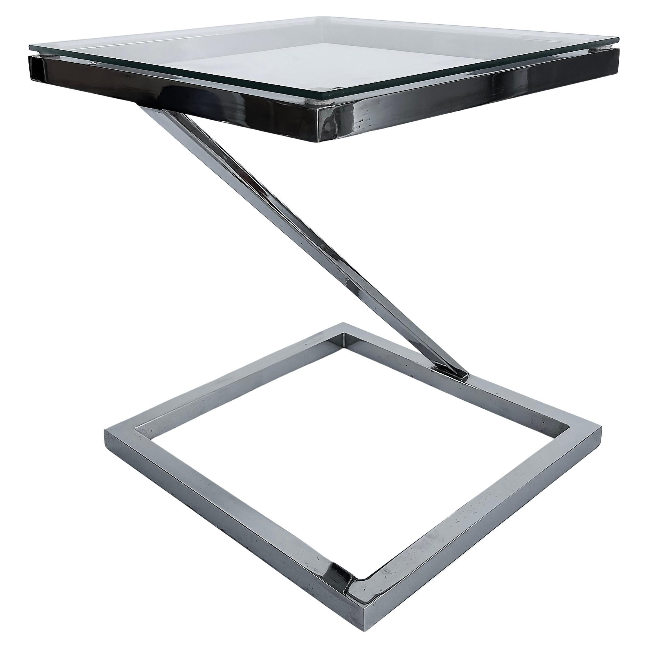 Table d'appoint en verre chromé de la Collection Sace Collection "Z" du milieu du siècle dernier