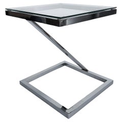 Mid-century Pace Collection "Z" Chrome Glass Side Table Mid-century Pace Collection "Z" Chrome Glass Side Table