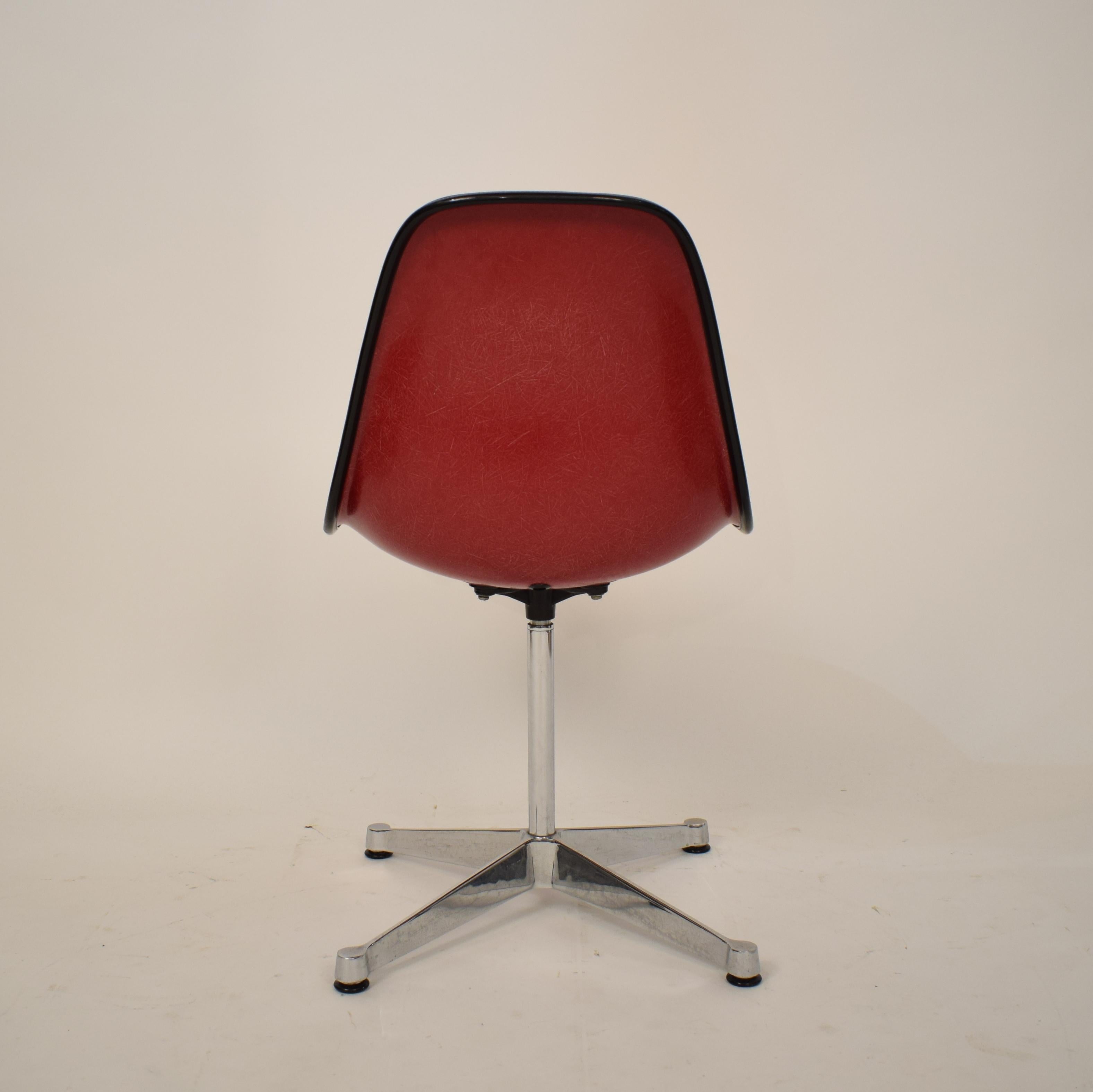 Midcentury Padded Red Side /Pedestal Chair by Eames by Vitra for Herman Miller 4