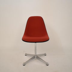 Midcentury Padded Red Side /Pedestal Chair by Eames by Vitra for Herman Miller