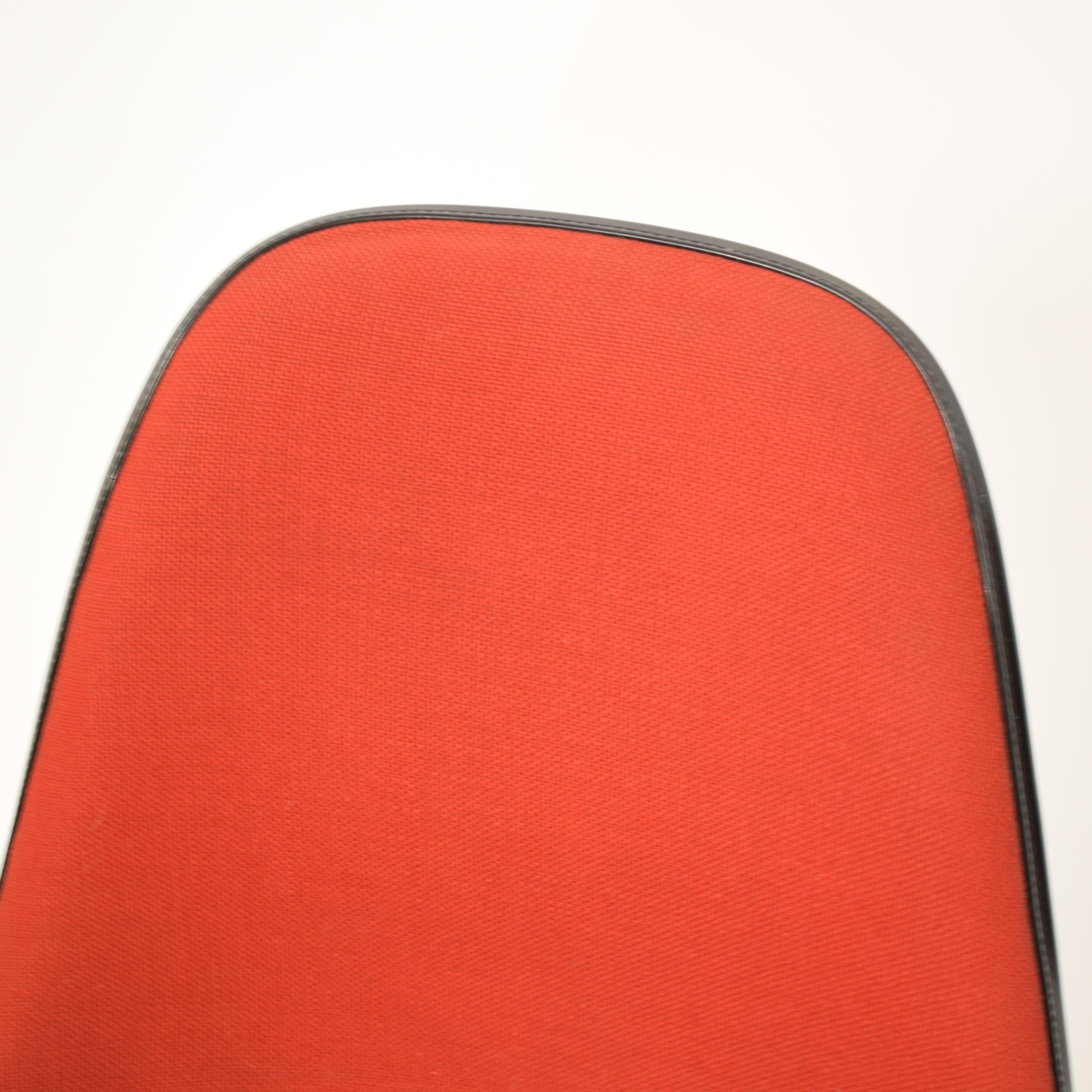 Swiss Midcentury Padded Red Side /Pedestal Chair by Eames by Vitra for Herman Miller