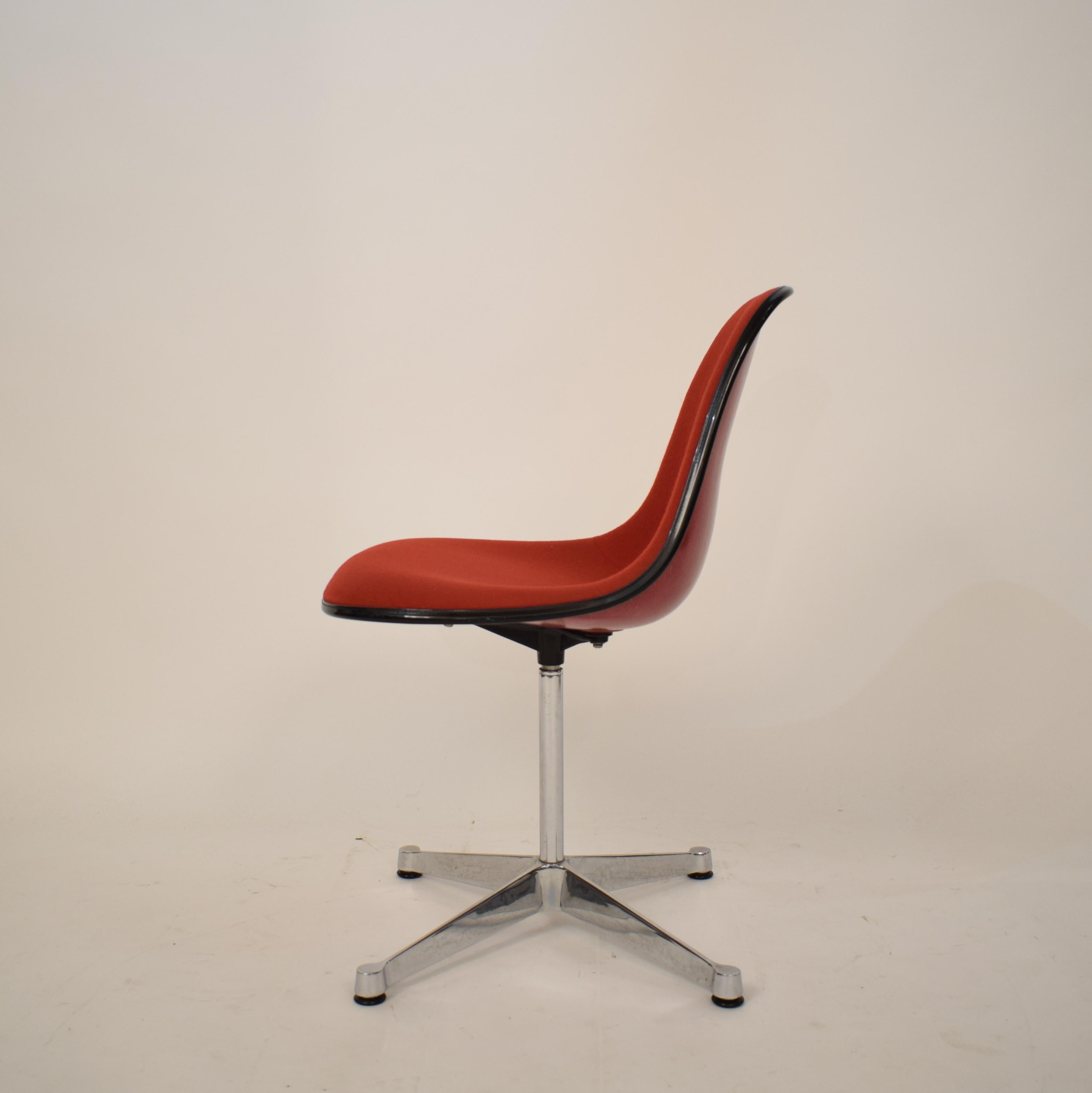 Late 20th Century Midcentury Padded Red Side /Pedestal Chair by Eames by Vitra for Herman Miller