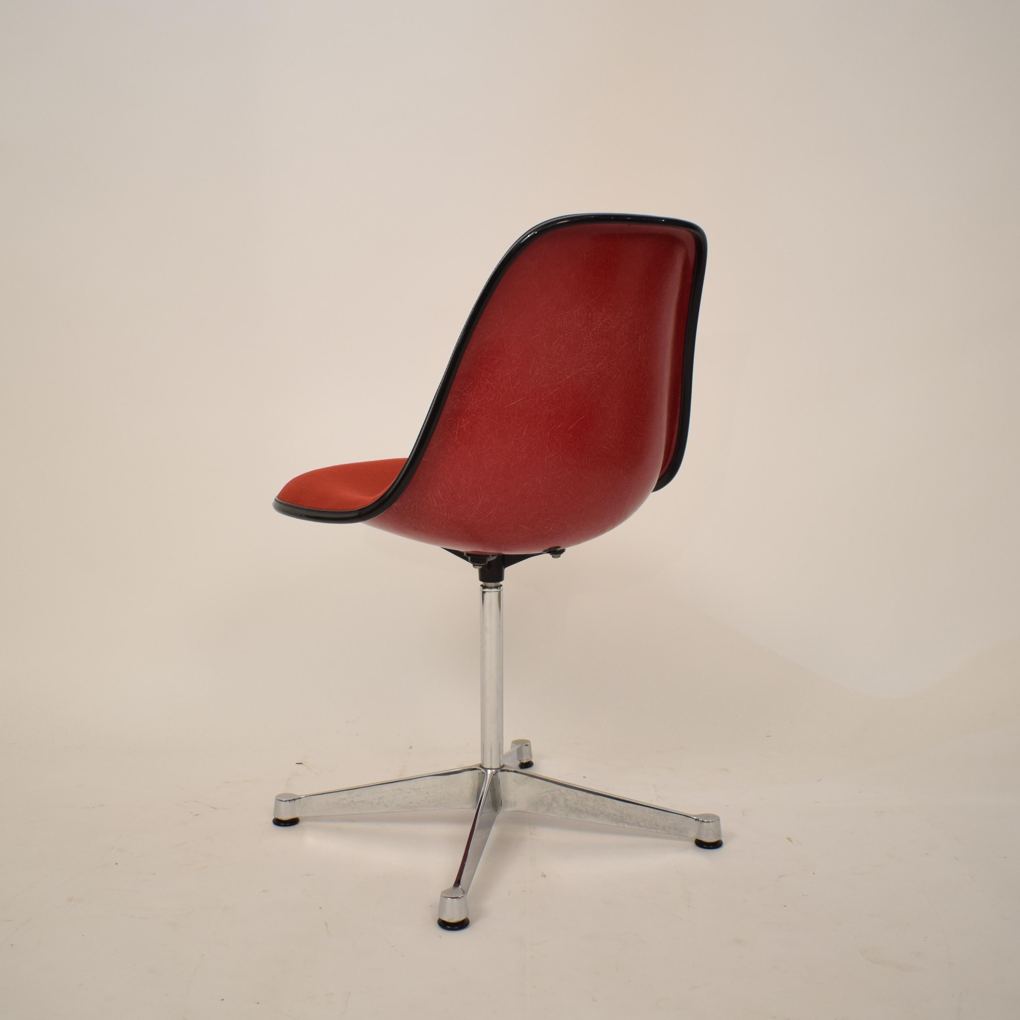Metal Midcentury Padded Red Side /Pedestal Chair by Eames by Vitra for Herman Miller