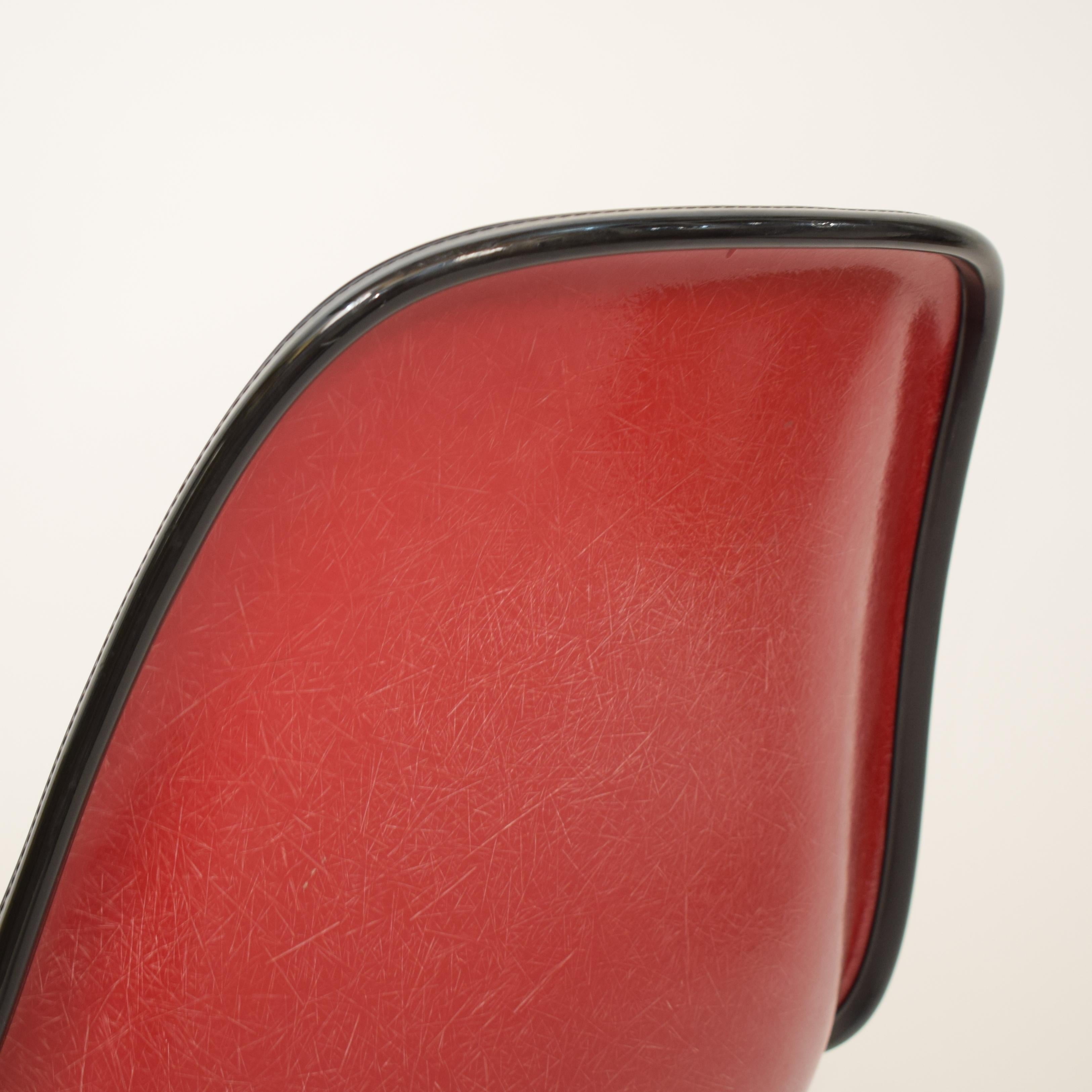 Midcentury Padded Red Side /Pedestal Chair by Eames by Vitra for Herman Miller 2