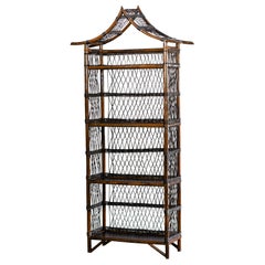 Mid-Century Pagoda bookcase in rattan