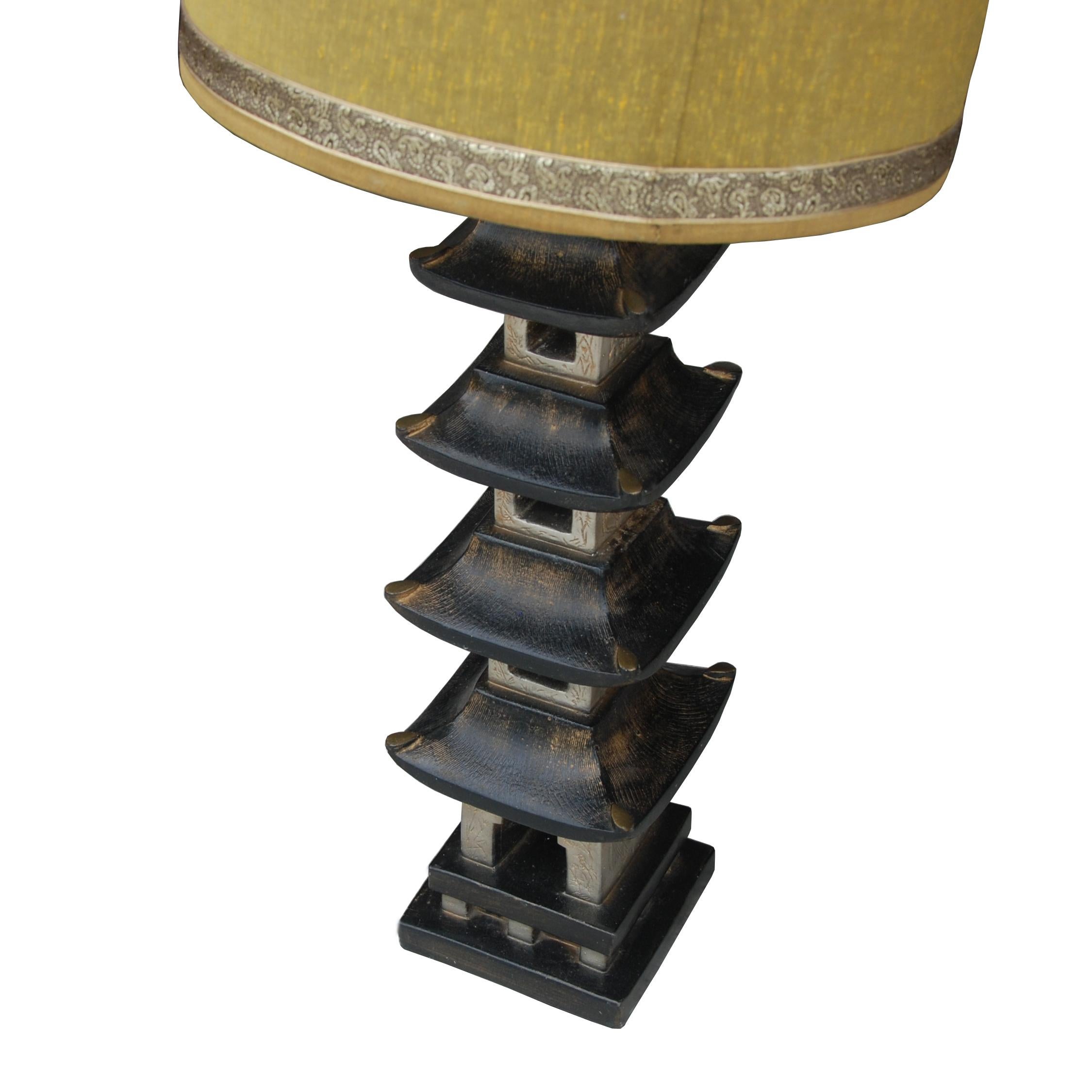Asian Mid Century Pagoda Lamp For Sale
