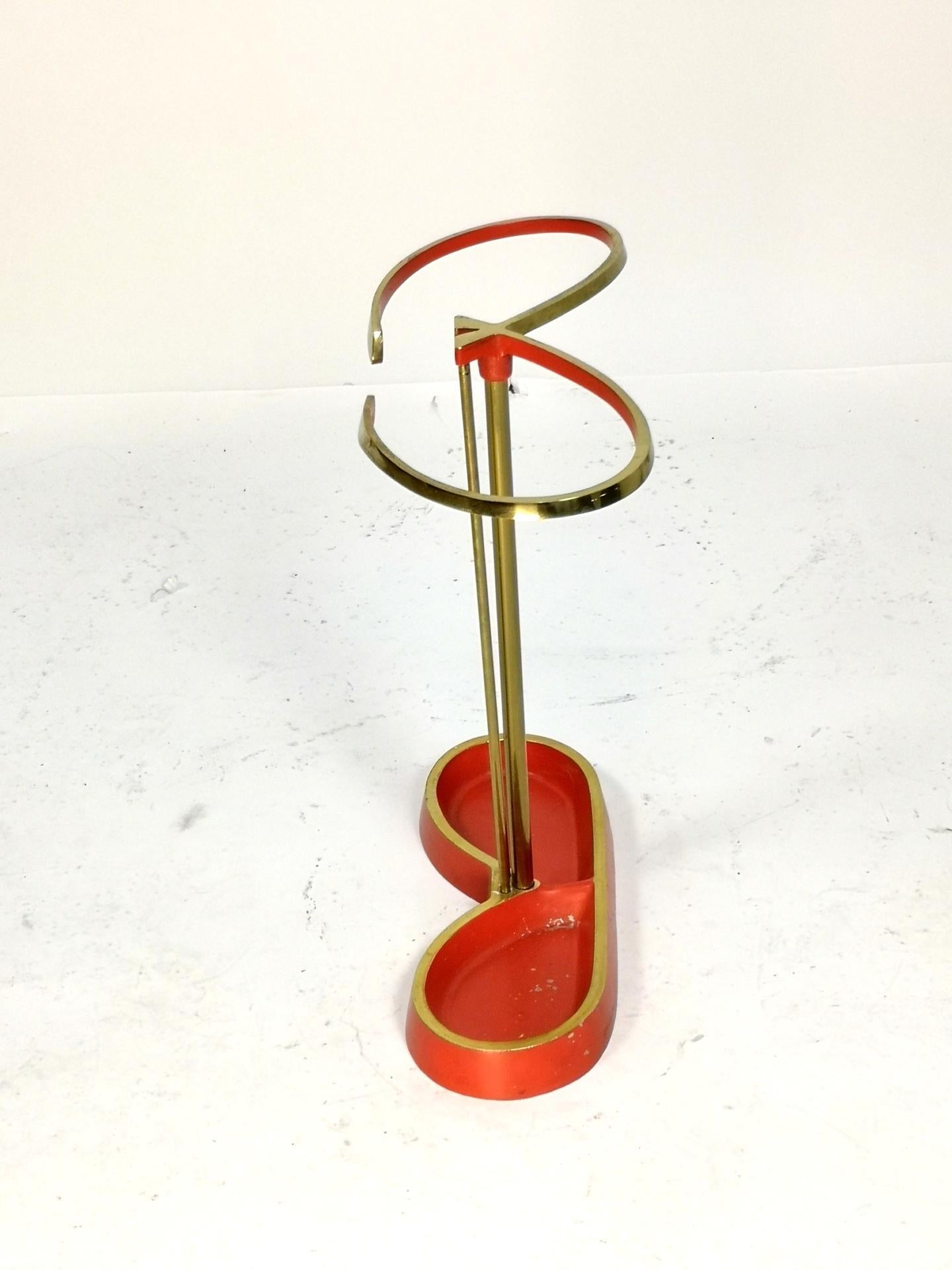 Hollywood Regency Mid Century Painted Brass Umbrella Stand, 1960's For Sale