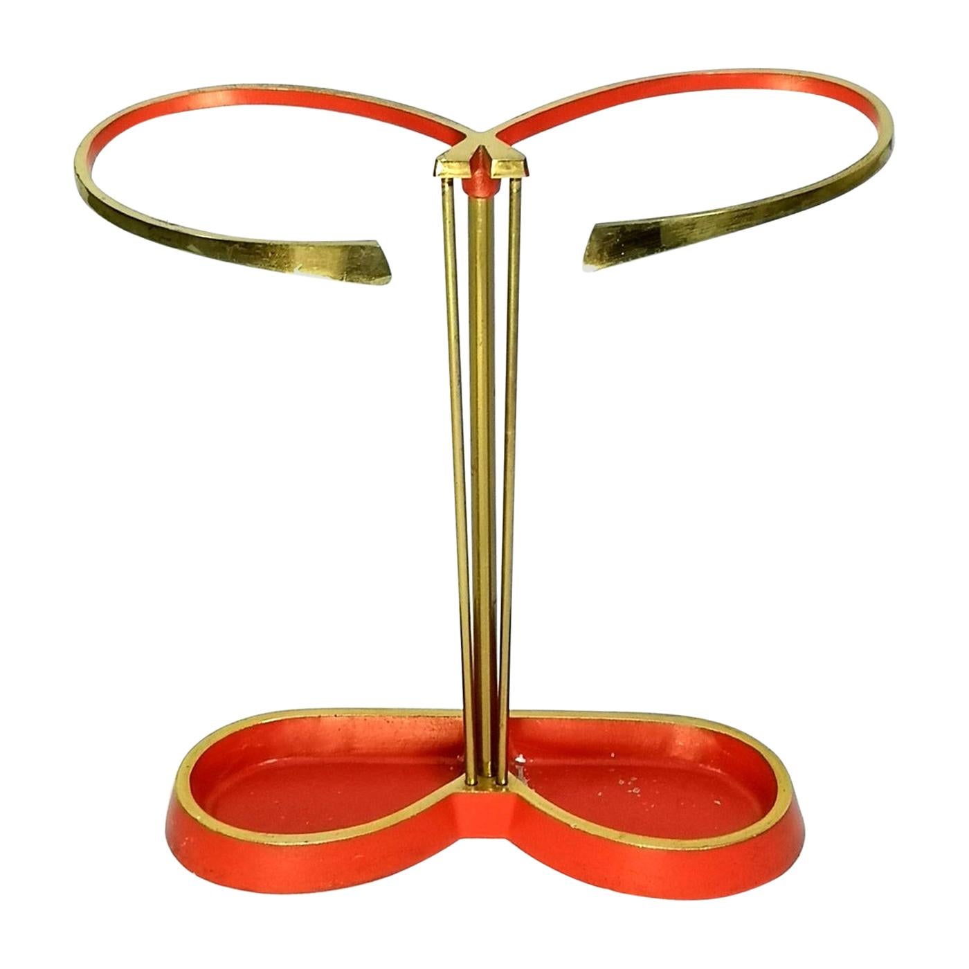Mid Century Painted Brass Umbrella Stand, 1960's For Sale