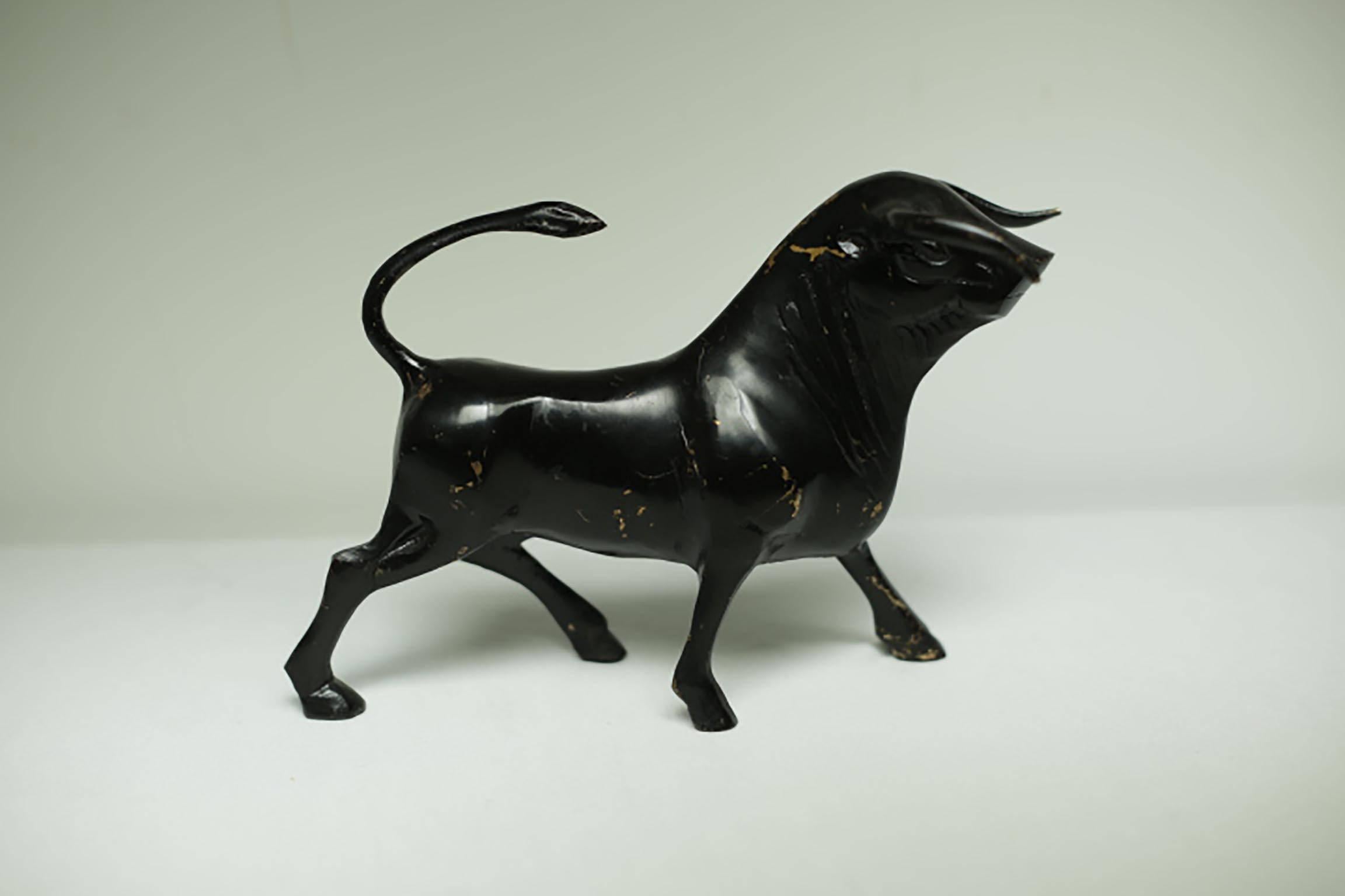 Midcentury Painted Bronze Bull, circa 1970s In Excellent Condition In San Francisco, CA