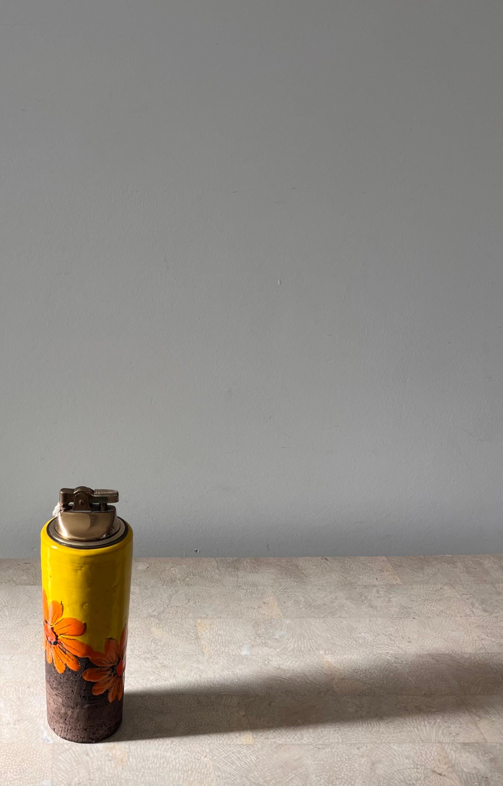 Mid century painted ceramic lighter by Aldo Londi for Bitossi, 1960s For Sale 3