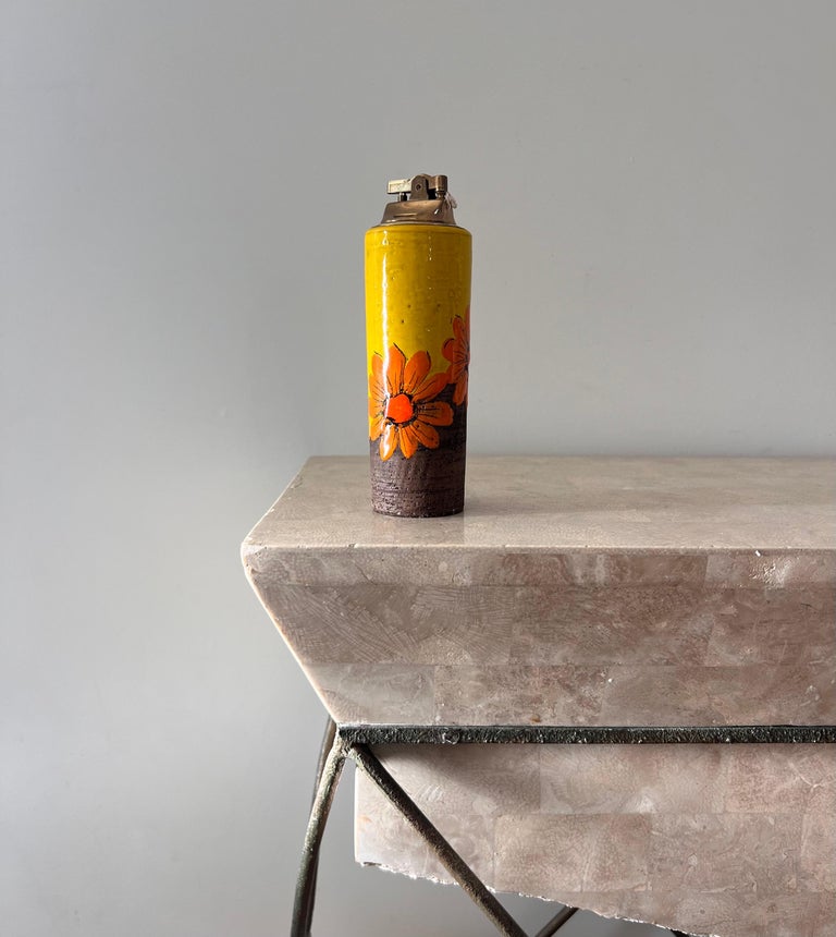 Mid century painted ceramic lighter by Aldo Londi for Bitossi