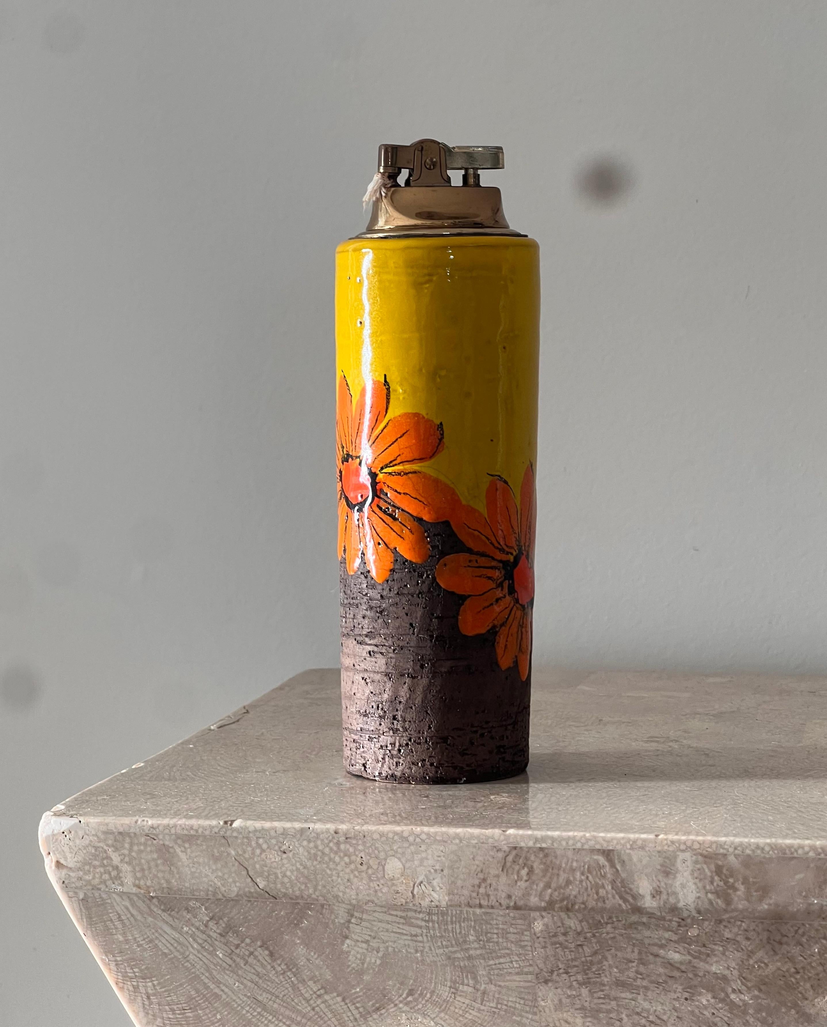 Mid-20th Century Mid century painted ceramic lighter by Aldo Londi for Bitossi, 1960s For Sale
