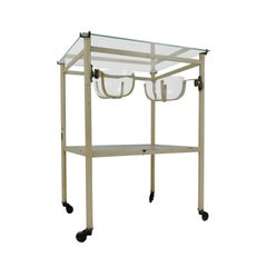 Midcentury Painted Cream Industrial Trolley, 1960s