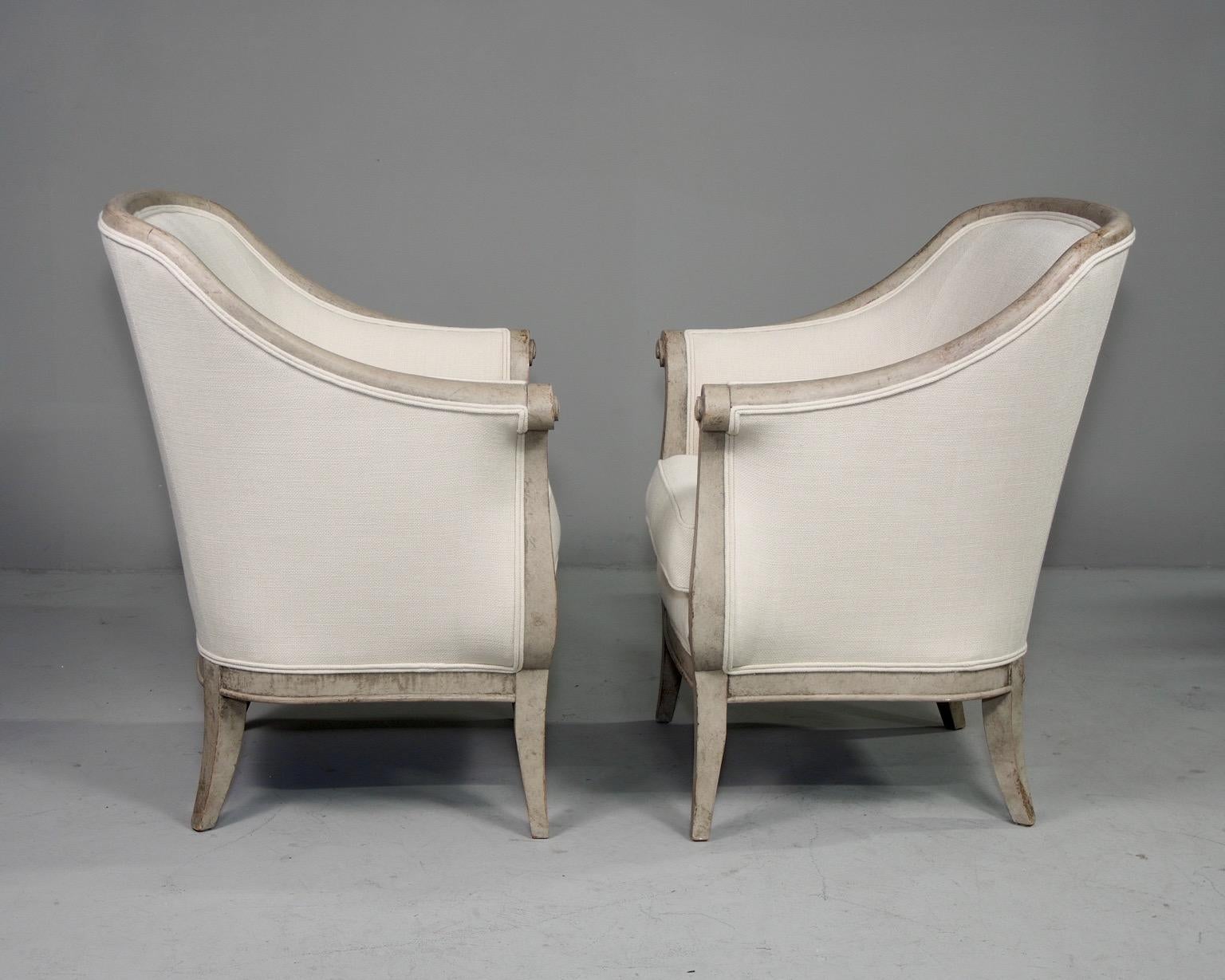 Midcentury Painted Frame Decca Europe Armchairs In Good Condition In Troy, MI