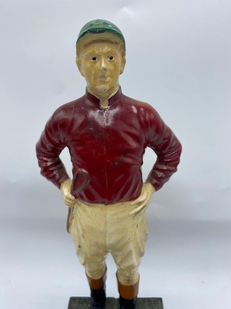 Mid-20th Century Painted Metal Jockey Doorstop/Bookend In Good Condition In Middleburg, VA