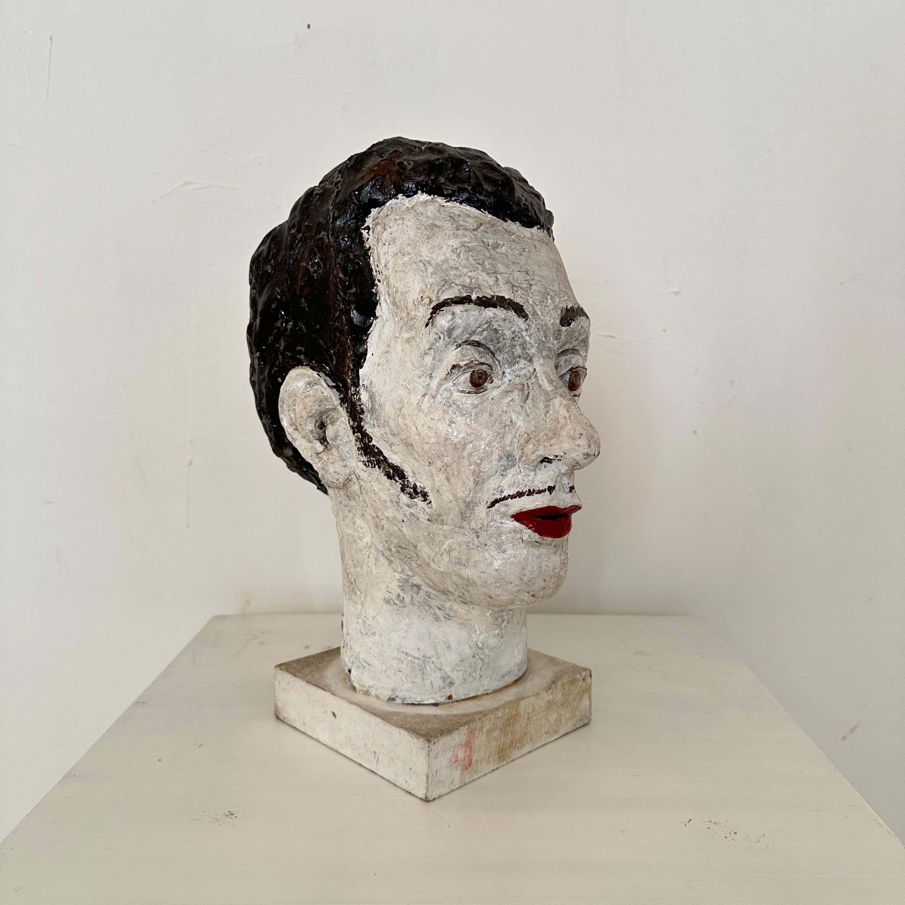 Mid Century Painted Paper Mache Bust of Salvador Dali, Spain, around 1970 For Sale 9