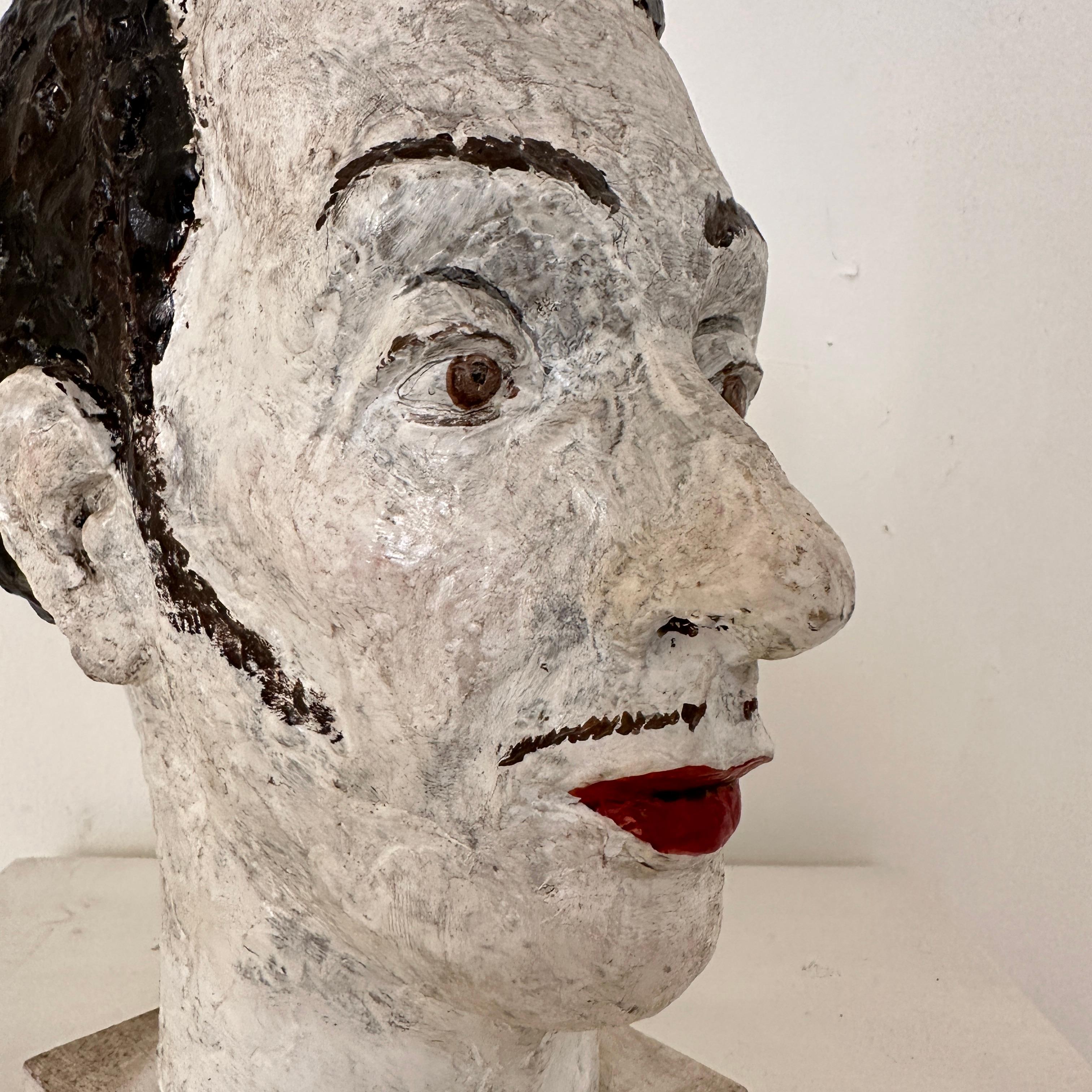 Mid Century Painted Paper Mache Bust of Salvador Dali, Spain, around 1970 For Sale 10