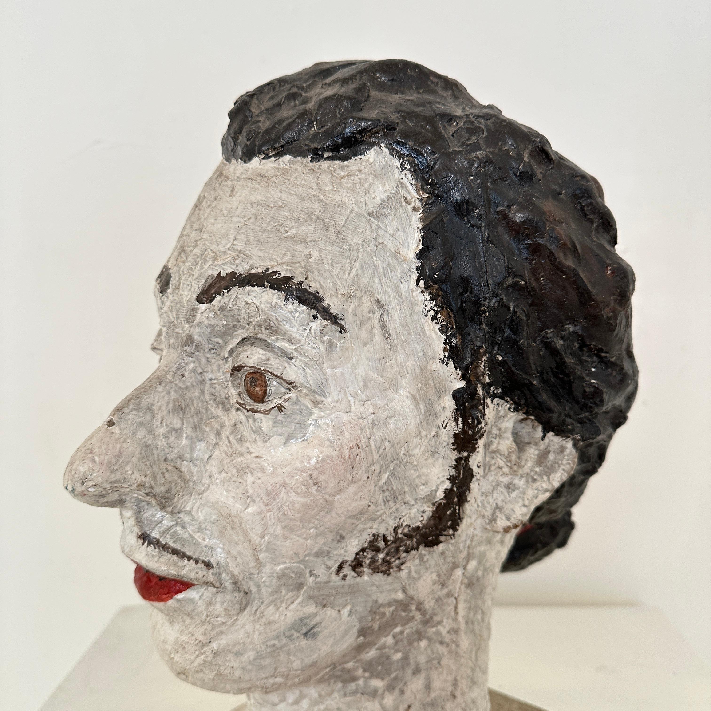Mid Century Painted Paper Mache Bust of Salvador Dali, Spain, around 1970 For Sale 12