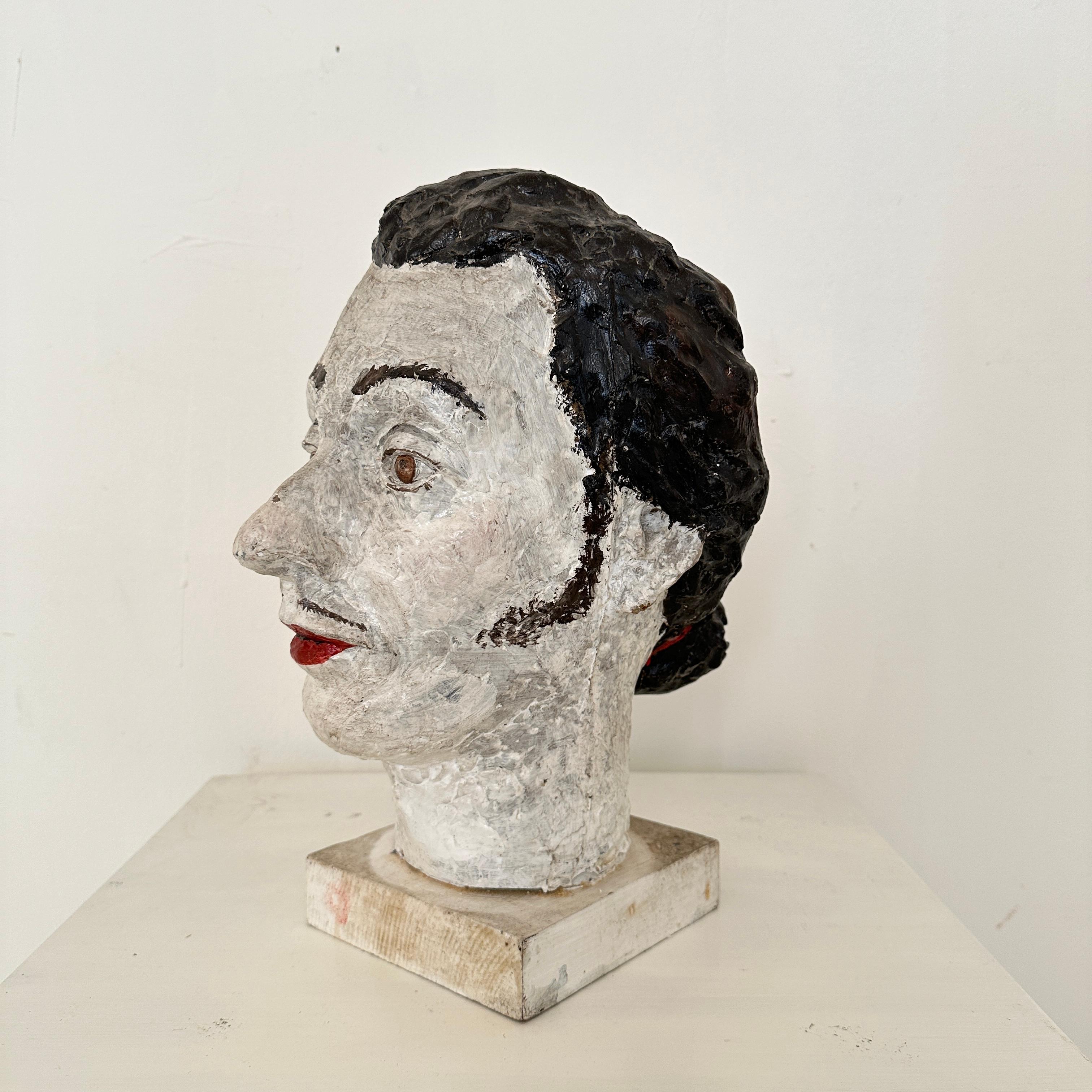 Spanish Mid Century Painted Paper Mache Bust of Salvador Dali, Spain, around 1970 For Sale