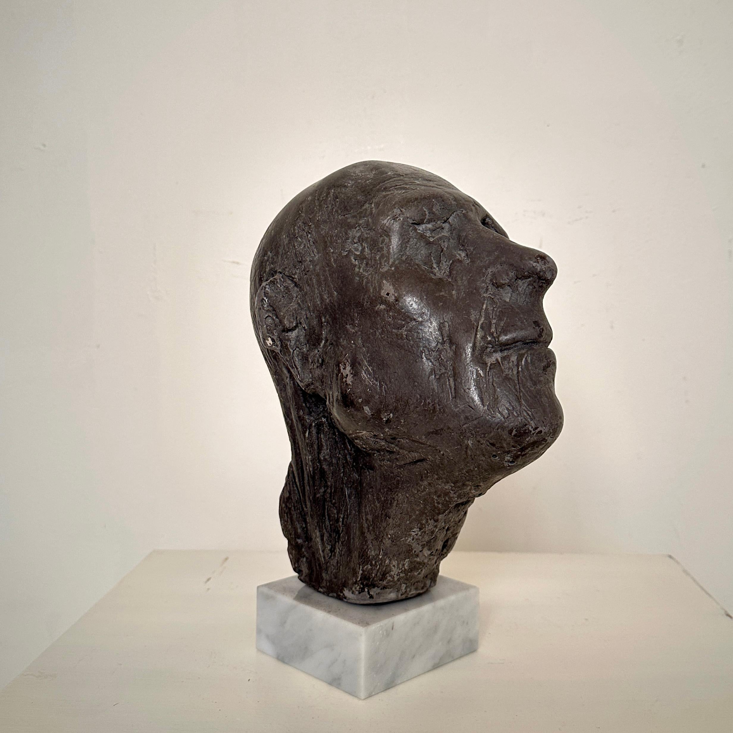 Buste en plâtre peint du milieu du siècle représentant un homme sur un buste en marbre, vers 1976 en vente 3