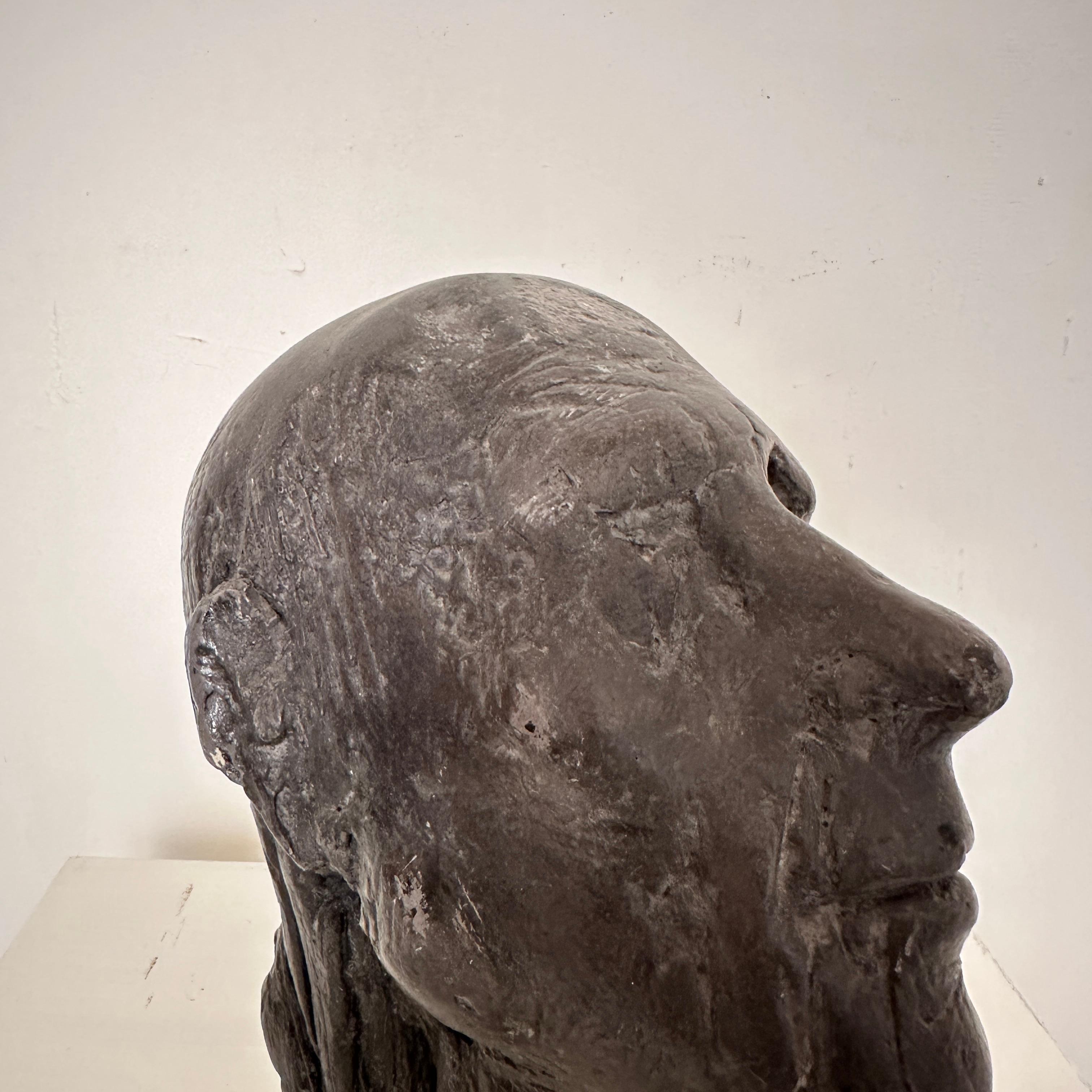 Buste en plâtre peint du milieu du siècle représentant un homme sur un buste en marbre, vers 1976 en vente 5
