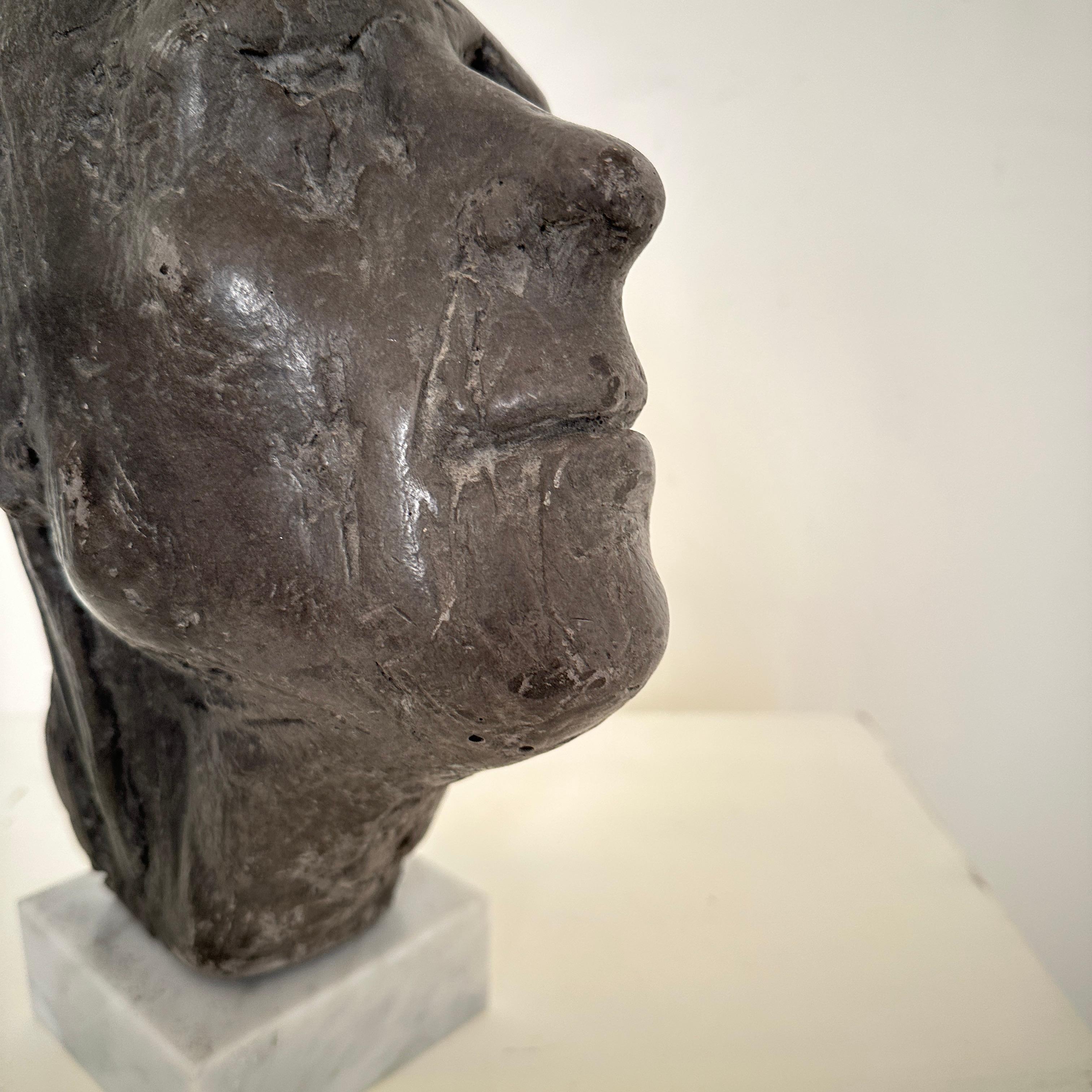 Buste en plâtre peint du milieu du siècle représentant un homme sur un buste en marbre, vers 1976 en vente 6