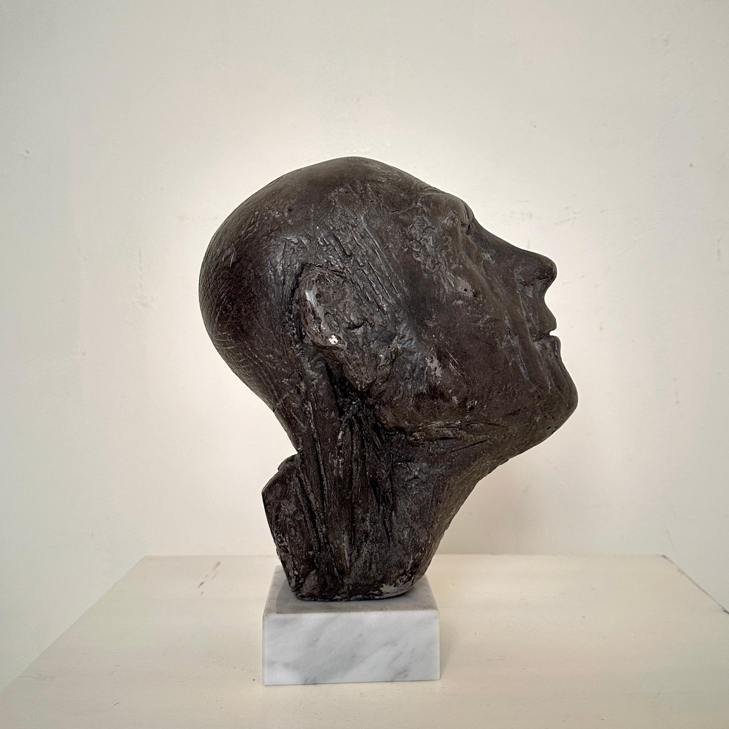 Buste en plâtre peint du milieu du siècle représentant un homme sur un buste en marbre, vers 1976 en vente 2