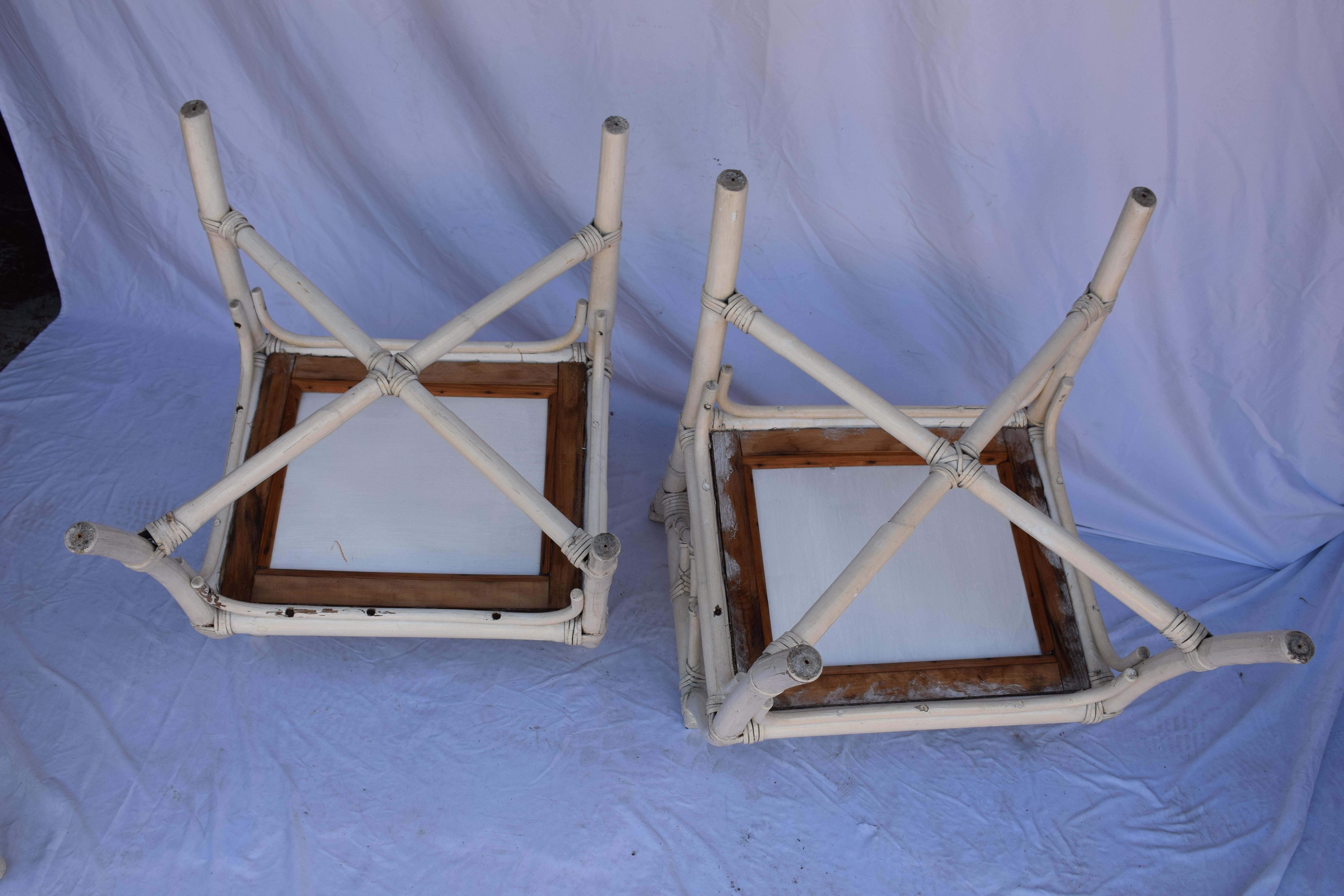 XX secolo Set da giardino 3 pezzi in rattan dipinto di metà secolo in vendita