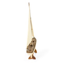 Mid-Century Painted Wooden Sailboat Model