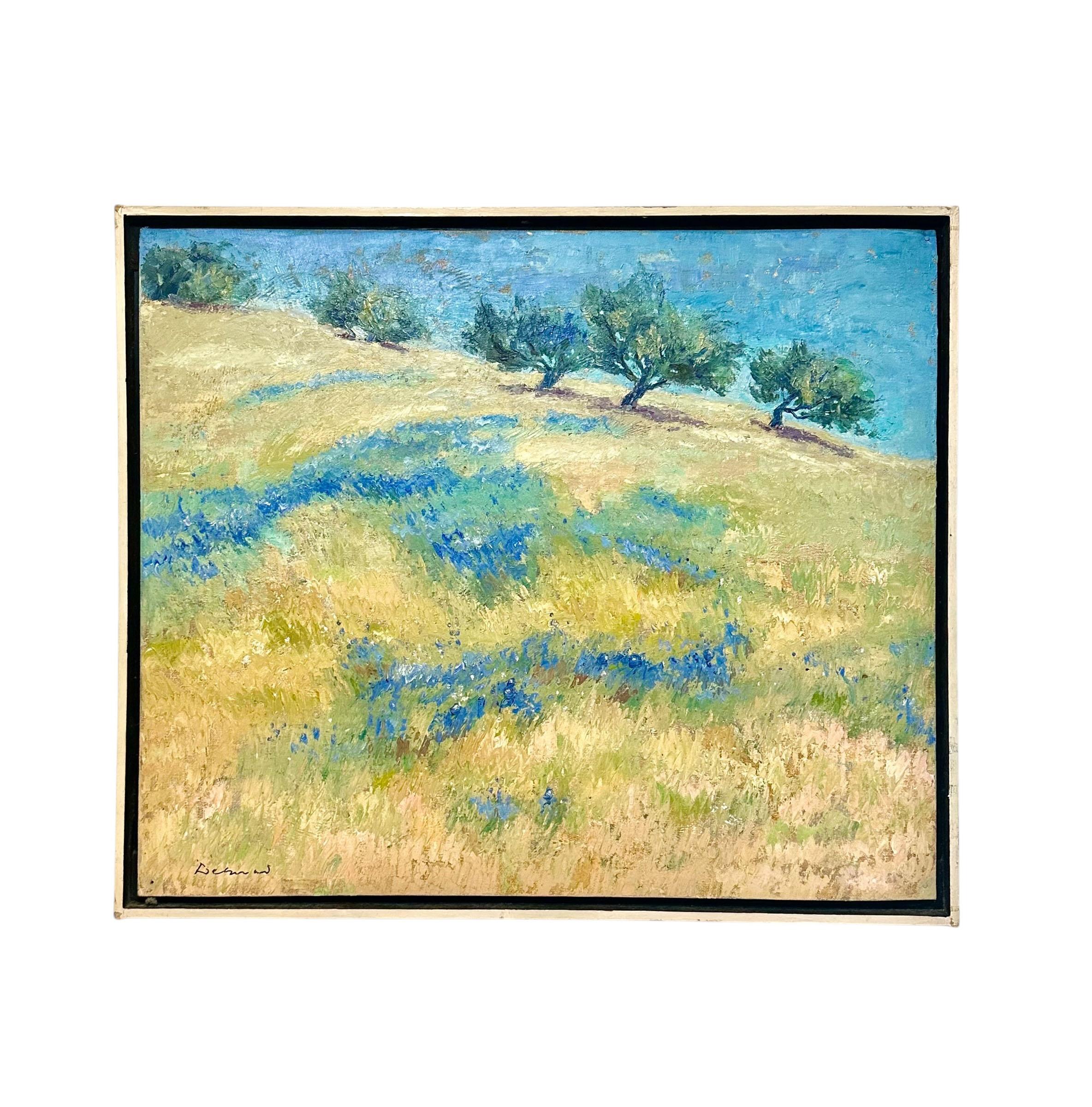 American Mid Century Painting Bluebonnets For Sale