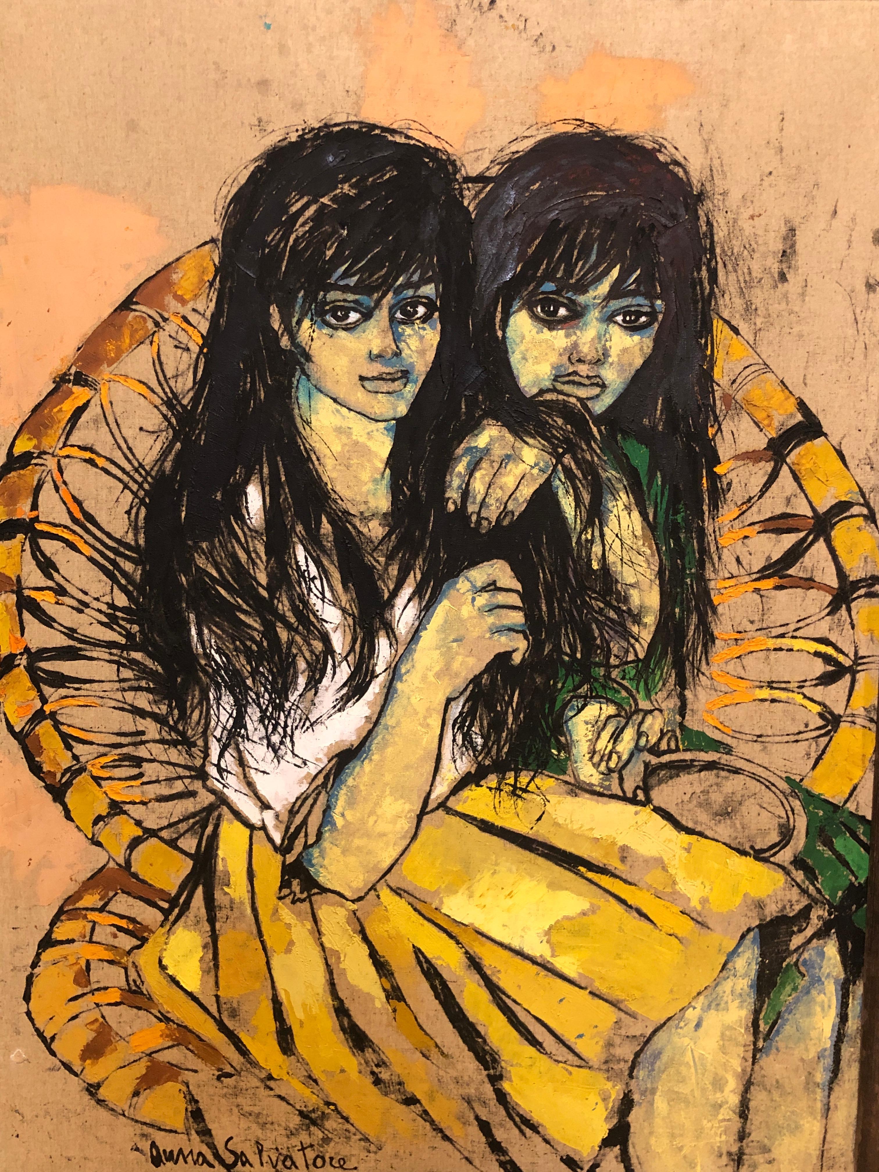 Pintura de chicas jóvenes por Anna Salvatore Pintado a mano en venta