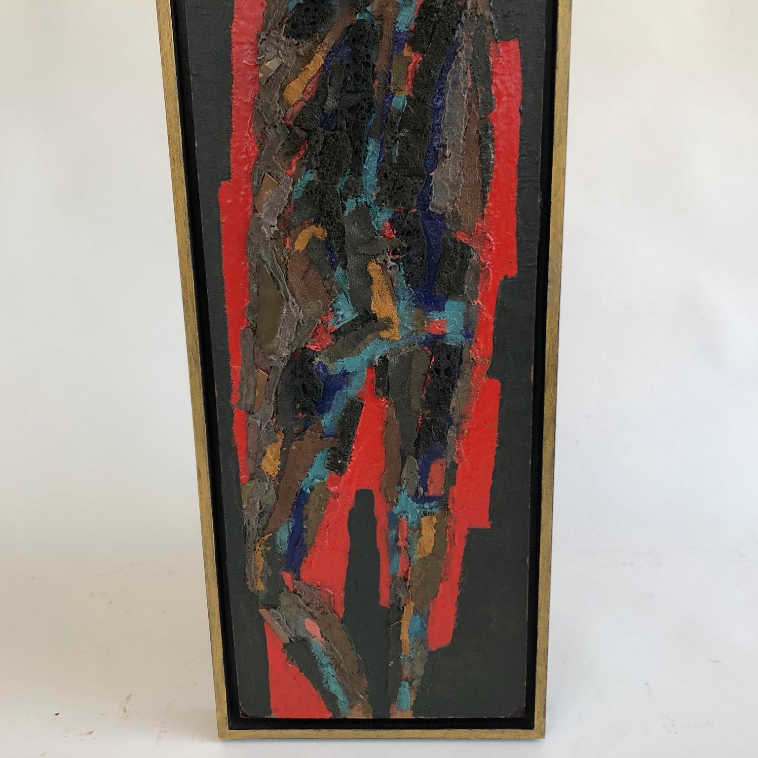 Mid-Century Modern Figure debout, peinture et collage sur panneau moderne du milieu du siècle dernier, A.C. Telepneff en vente