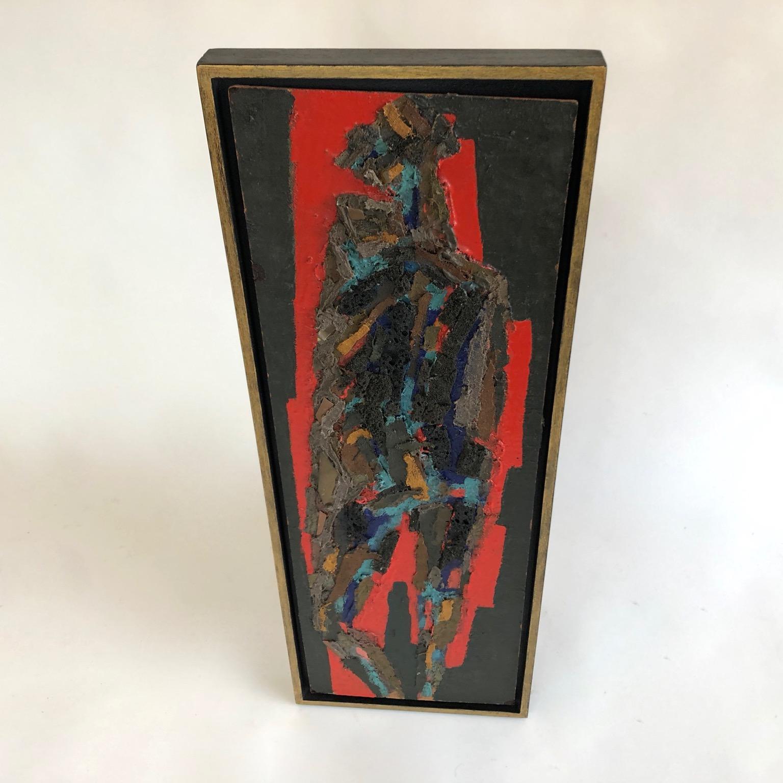 Figure debout, peinture et collage sur panneau moderne du milieu du siècle dernier, A.C. Telepneff Bon état - En vente à London, Fitzrovia