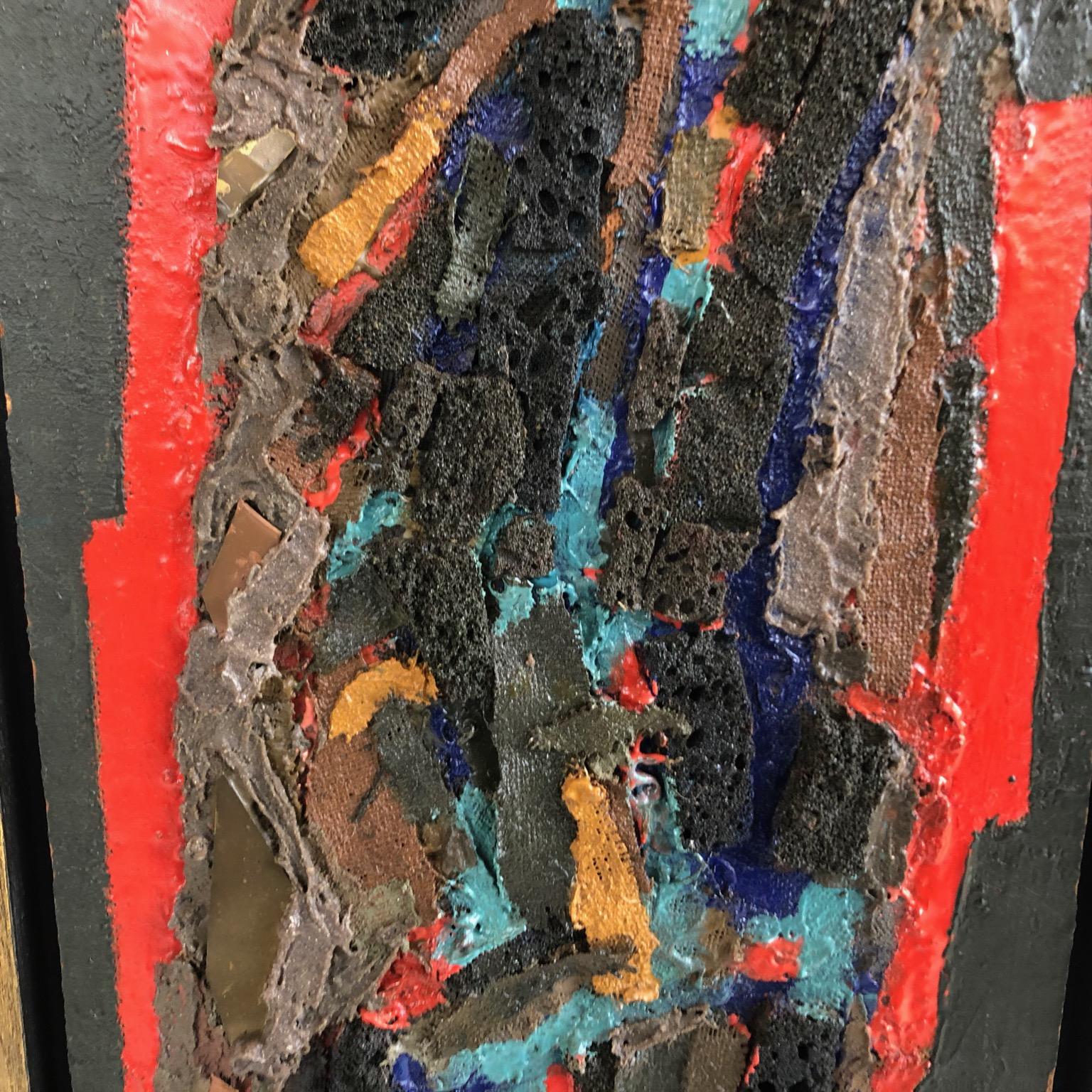 Figure debout, peinture et collage sur panneau moderne du milieu du siècle dernier, A.C. Telepneff en vente 1