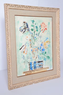 Midcentury Painting Floral Still Life by French Artist Paul Aizpiri