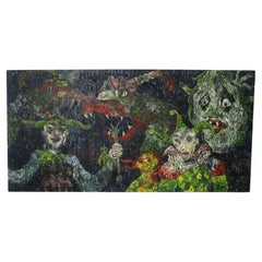 Peinture du milieu du siècle " Mardi Gras "  par Rita Wasserman