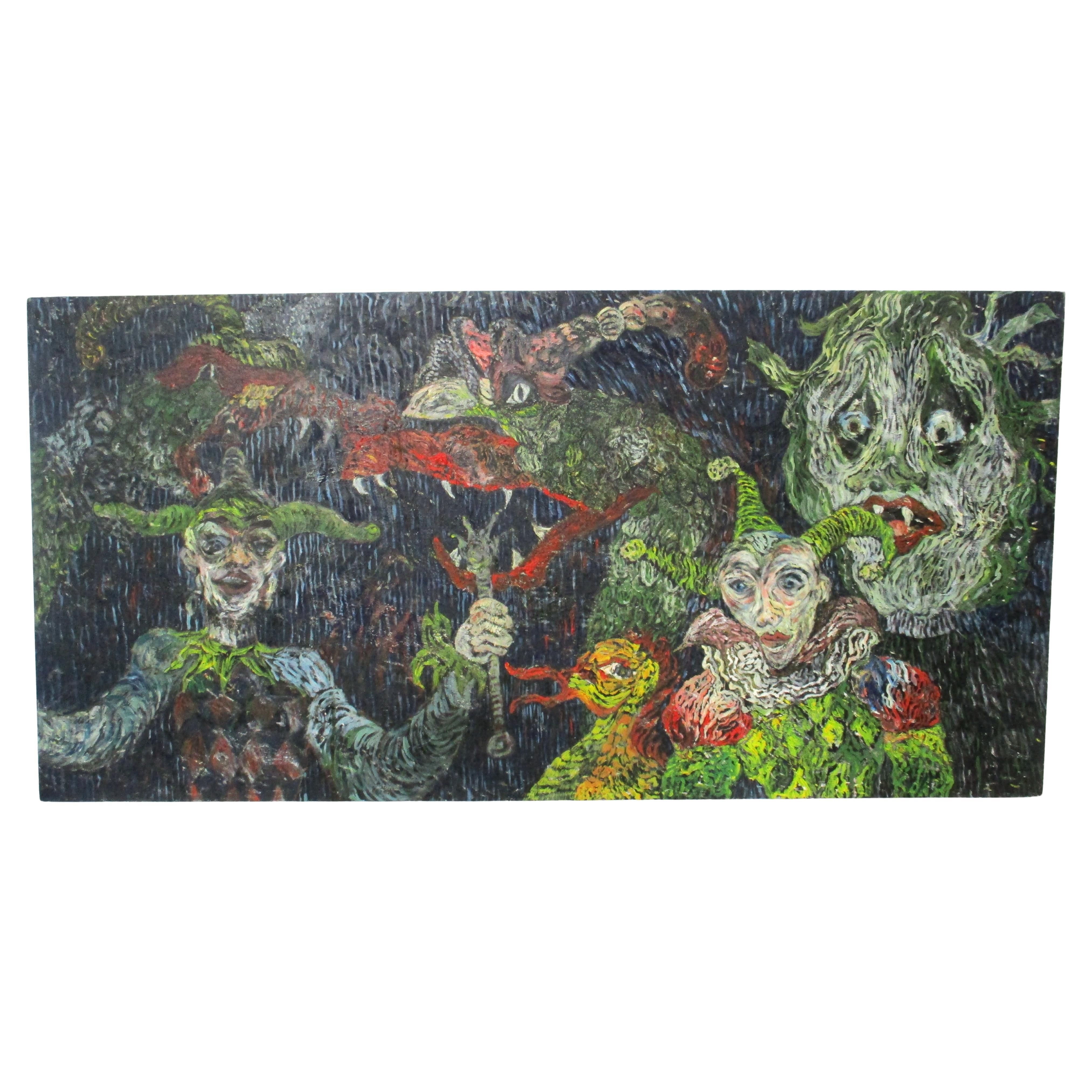 Mid Century Painting " Mardi Gras "  by Rita Wasserman For Sale