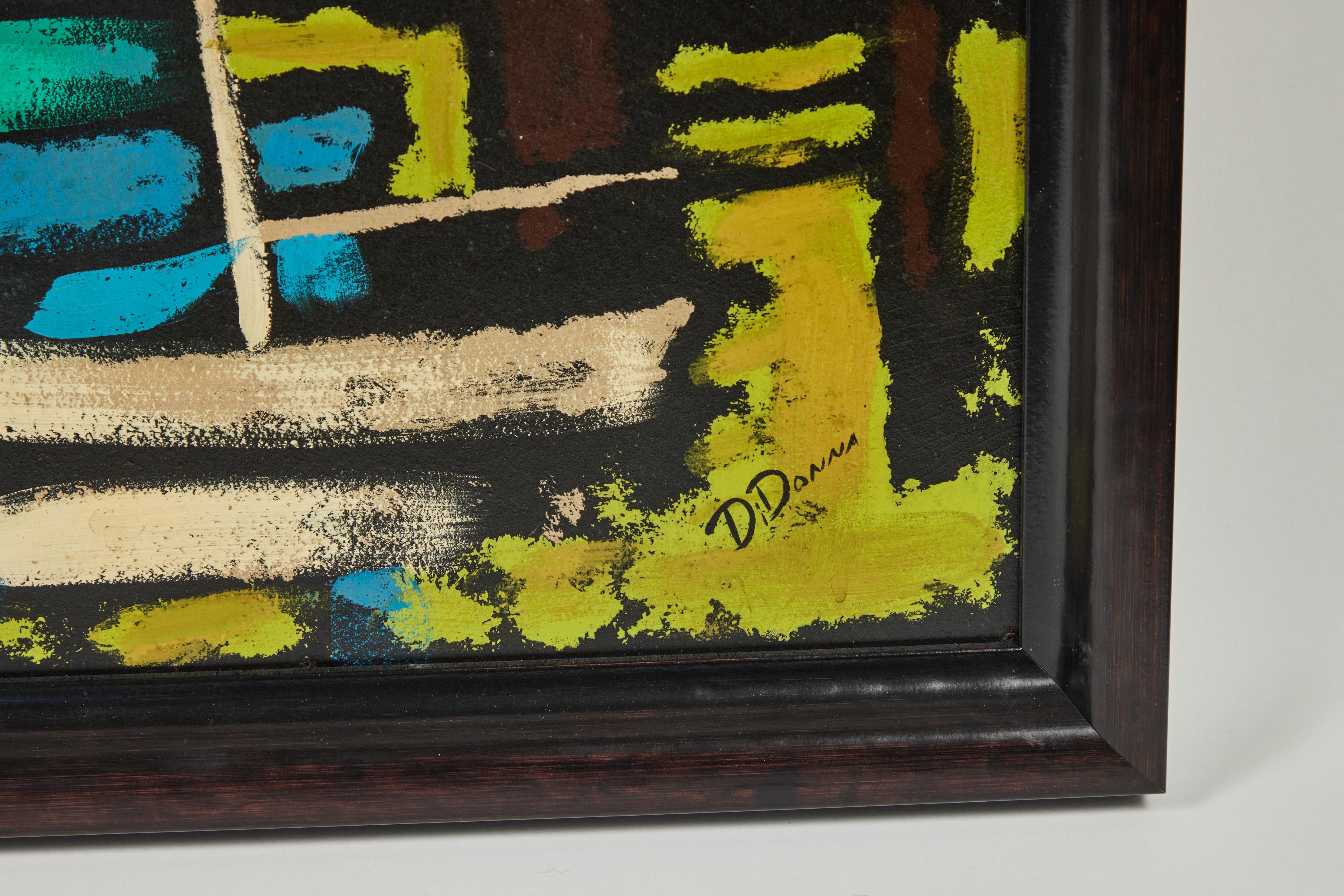 Mid-Century moderno Quadro di metà secolo raffigurante barche nel porto in vendita