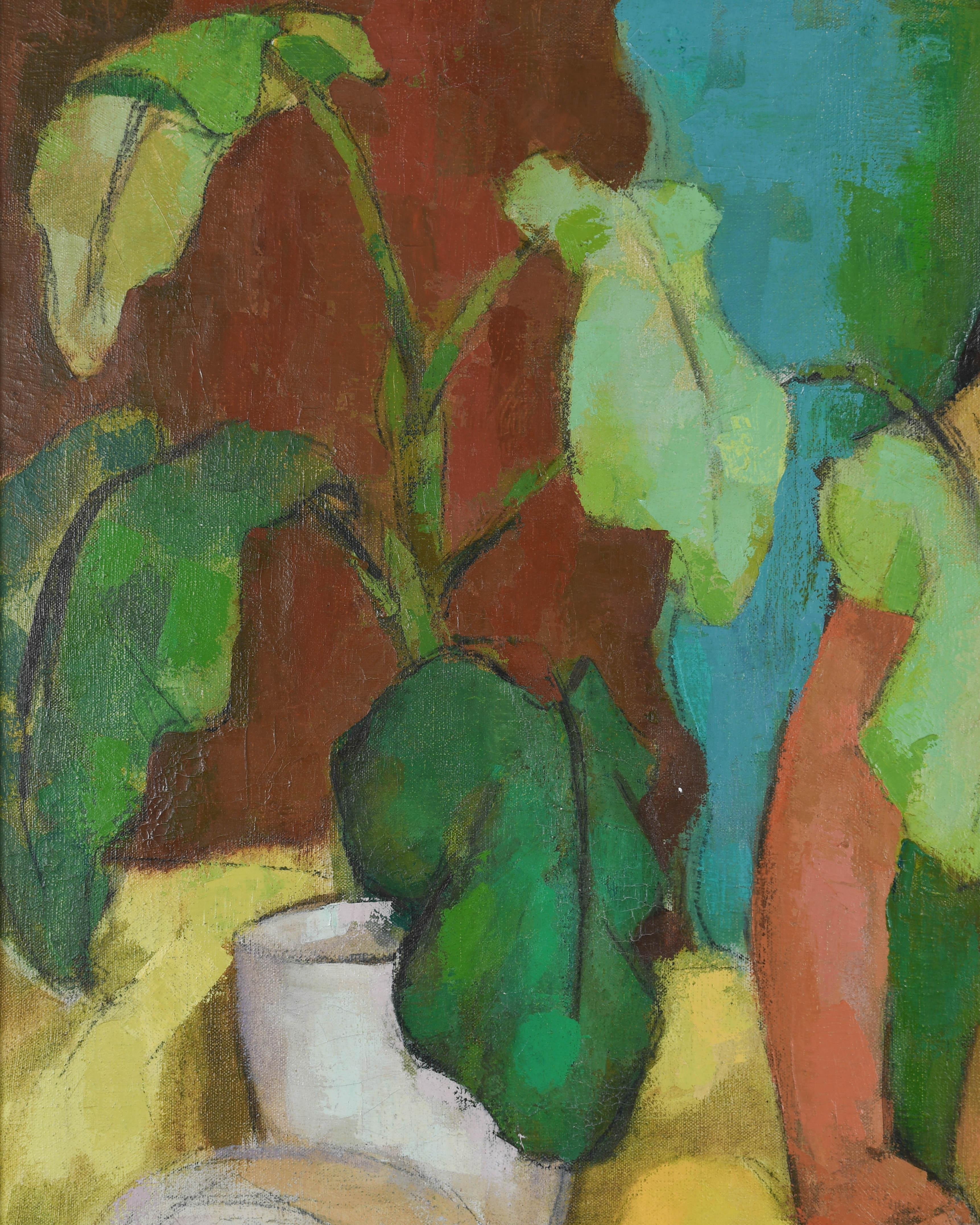 American Mid Century Painting of Woman in a Yellow Dress Signed Foss For Sale