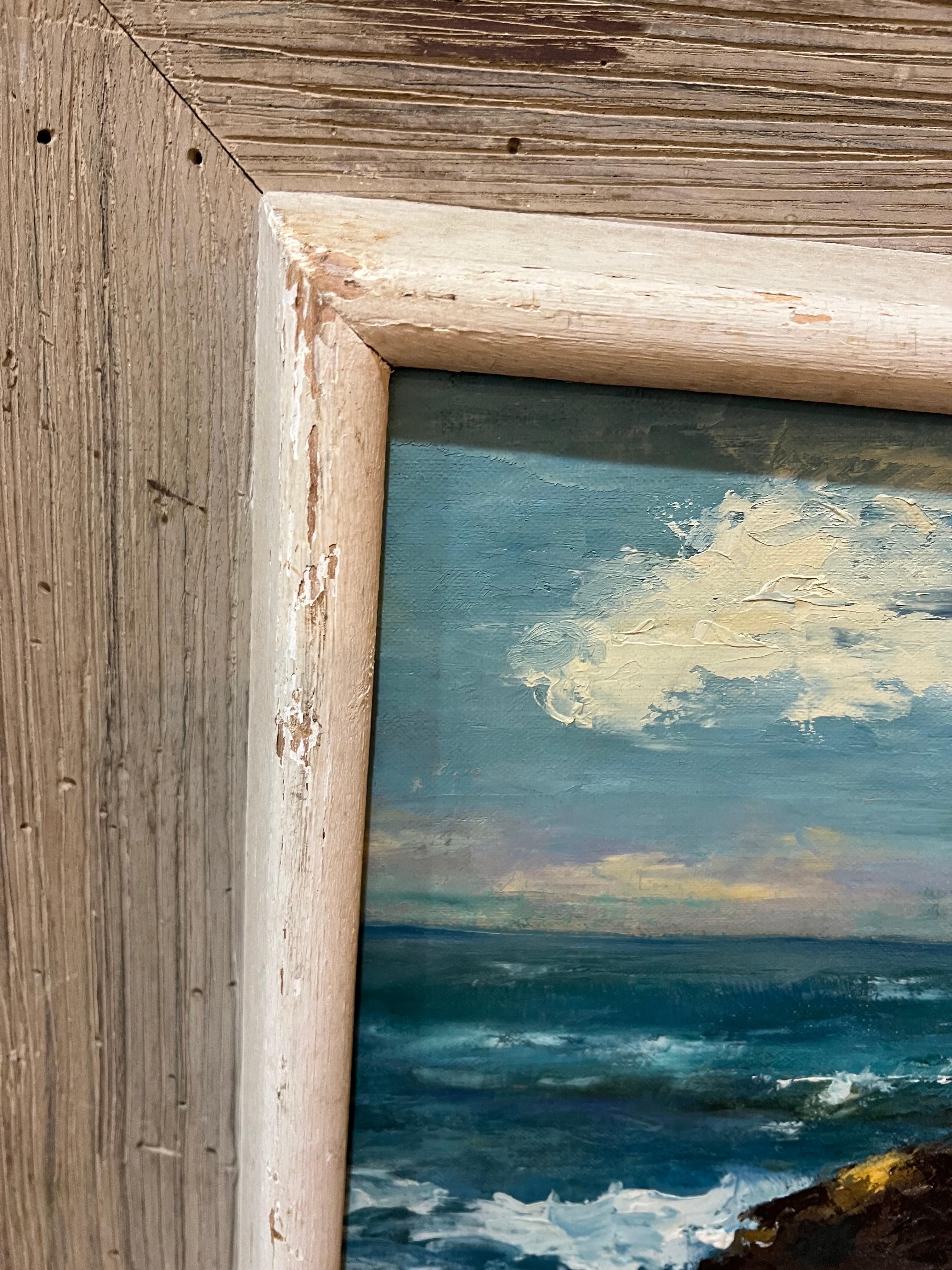 Mid Century Painting on Board of the Ocean For Sale 10
