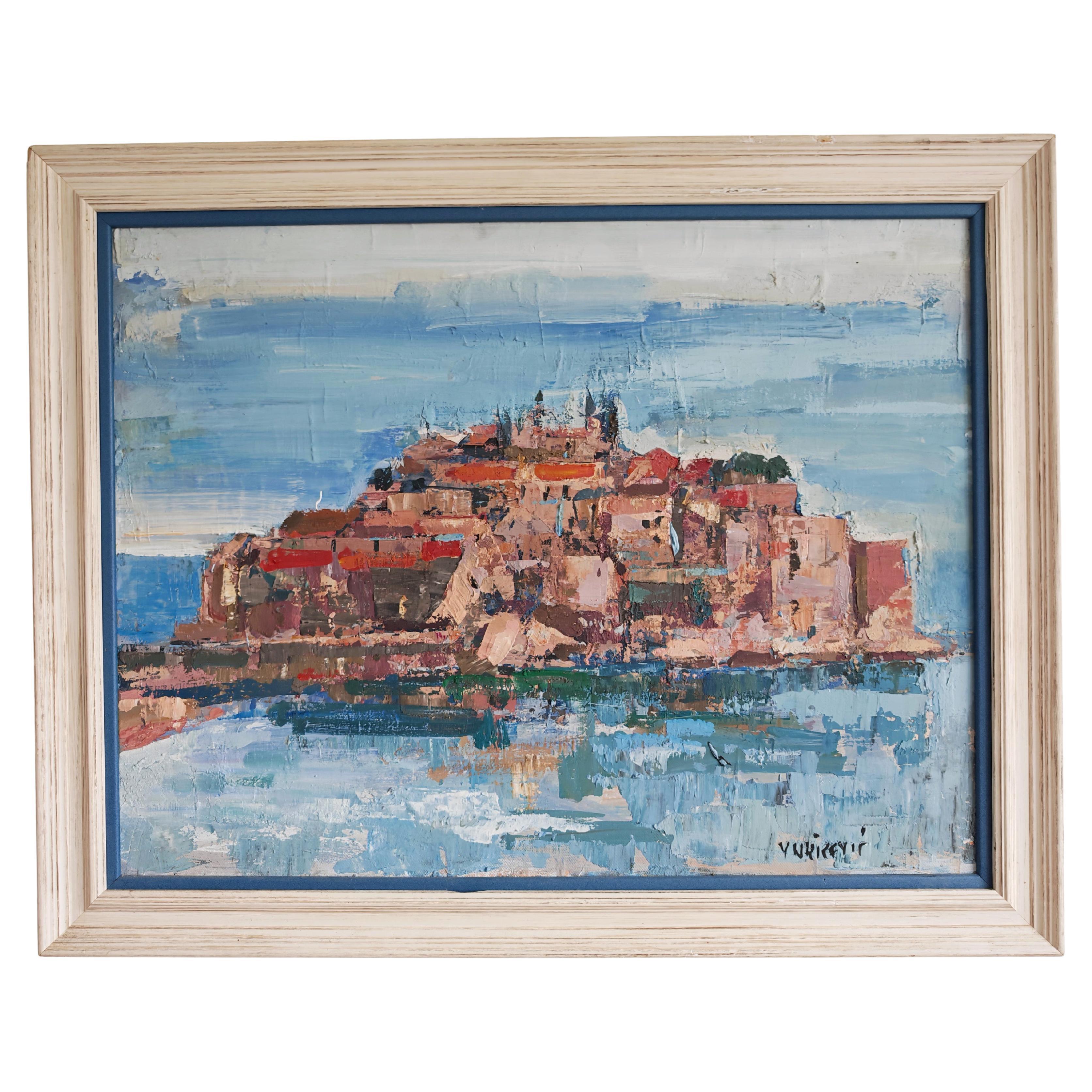 Quadro di metà secolo, "Isola di Stephens" di Predrag Vukicevic, Jugoslavia in vendita