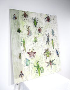 Mid Century Painting " The Life Of Bugs  "  by Rita Wasserman