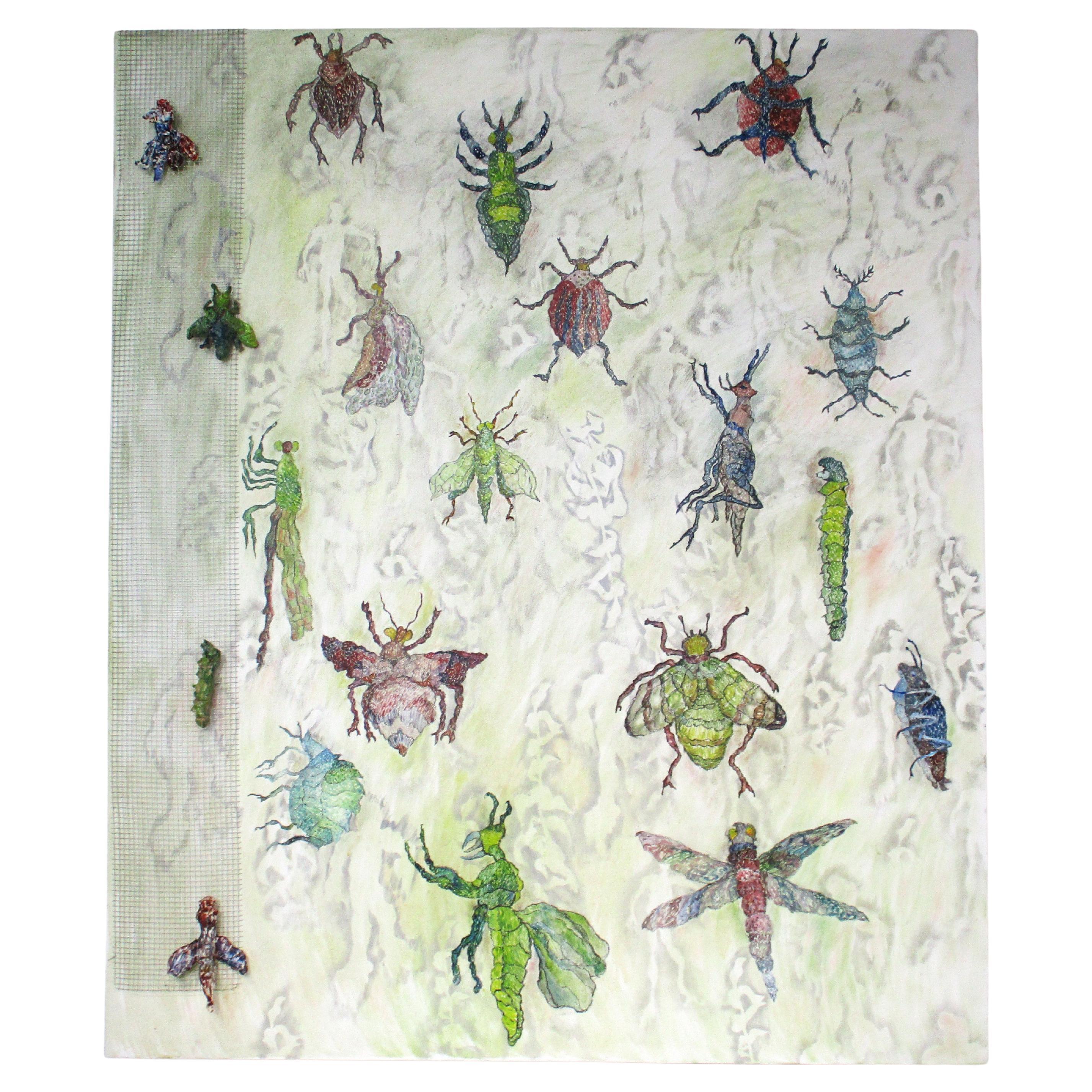 Mid Century Painting " Das Leben der Käfer  "  von Rita Wasserman im Angebot