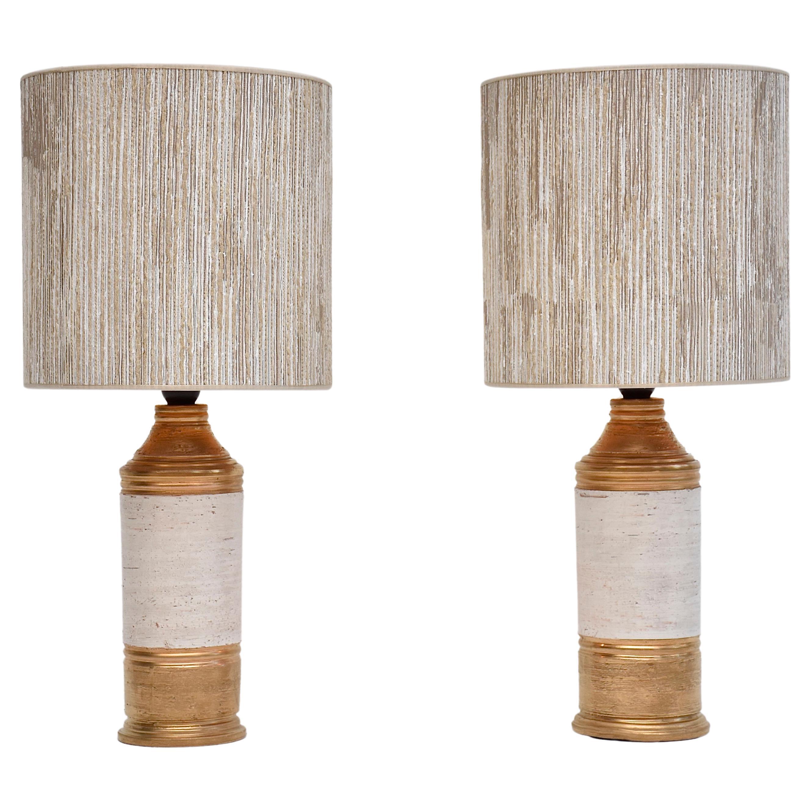 Mid-century pair ceramic table lamps by Bitossi For Sale
